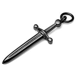 Oceľový prívesok na náušnicu v čiernej farbe s mečom