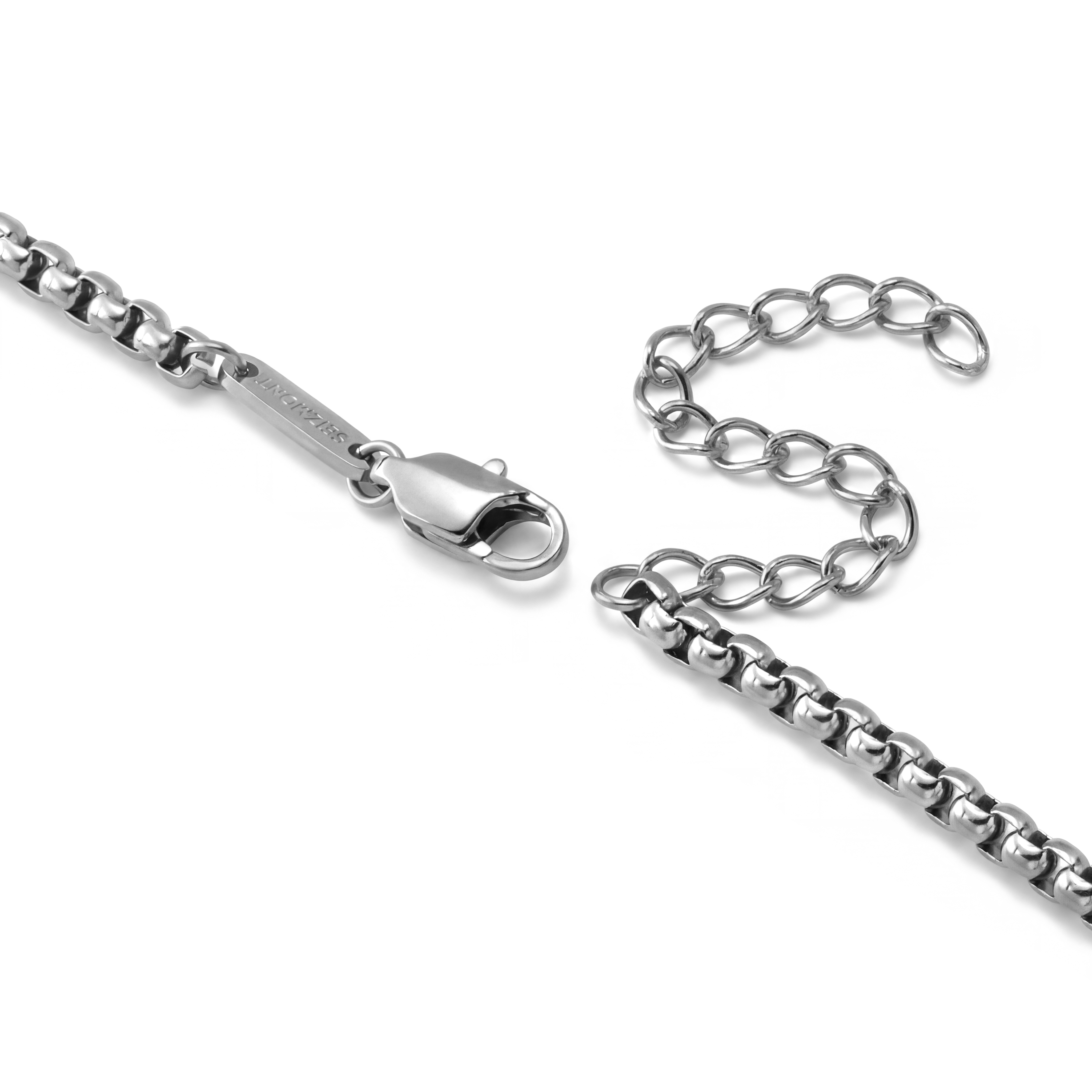 New Classics | Verižica iz nerjavečega jekla srebrne barve z zaobljeno box verigo in križcem, širina 2mm
 - 3