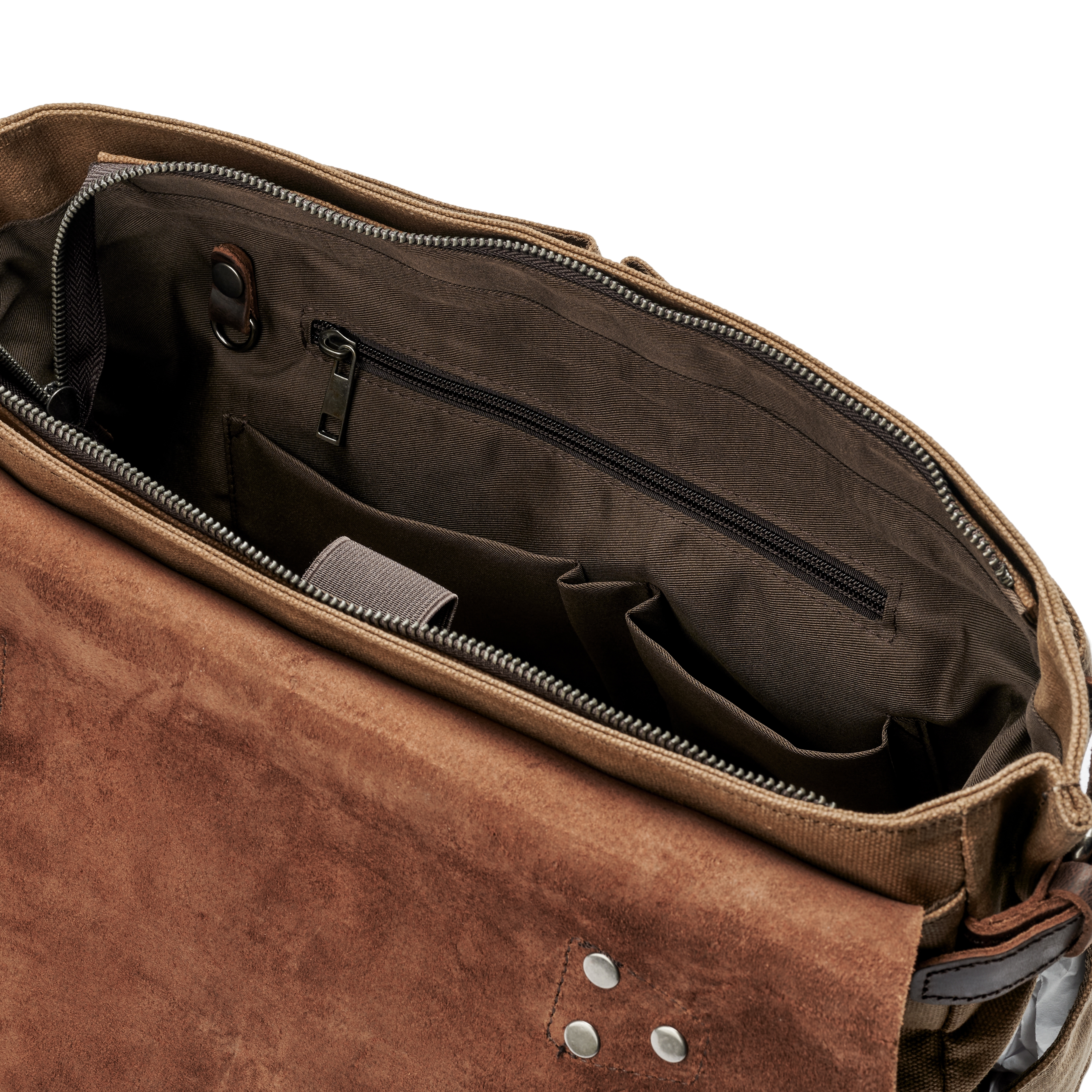 Lysebrun Messenger Bag i Vintage Stil - 14