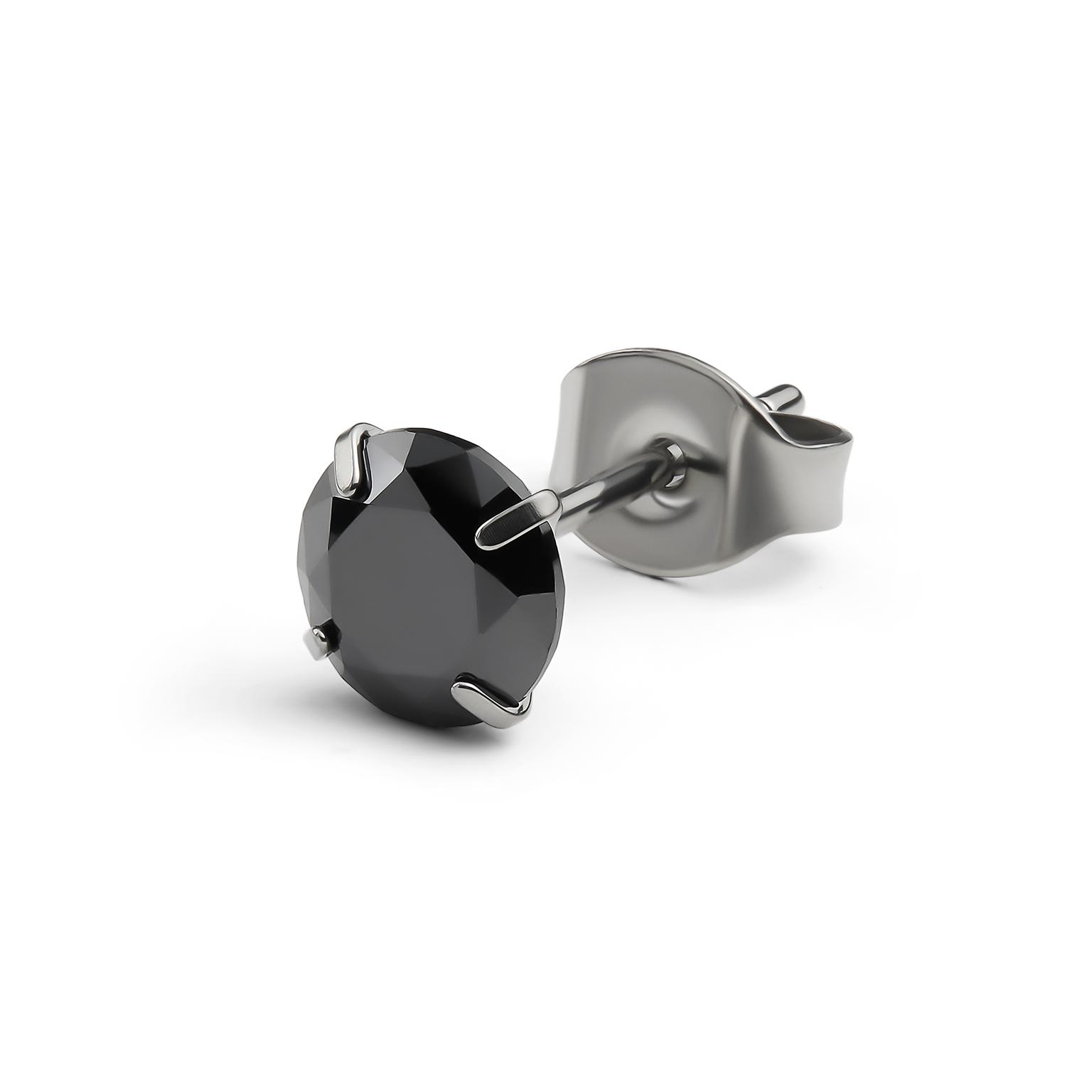 Aura | 6mm titaani musta zirkonia nappikorvakoru Aura | 6mm titaani musta zirkonia nappikorvakoru