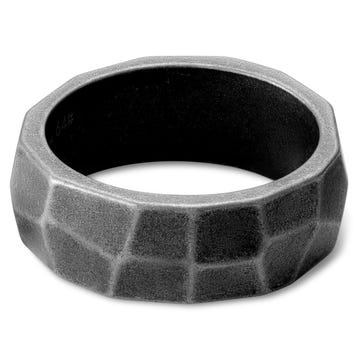 Jax | 9 mm Black & Dark gray Stainless Steel Faceded Wide Ring