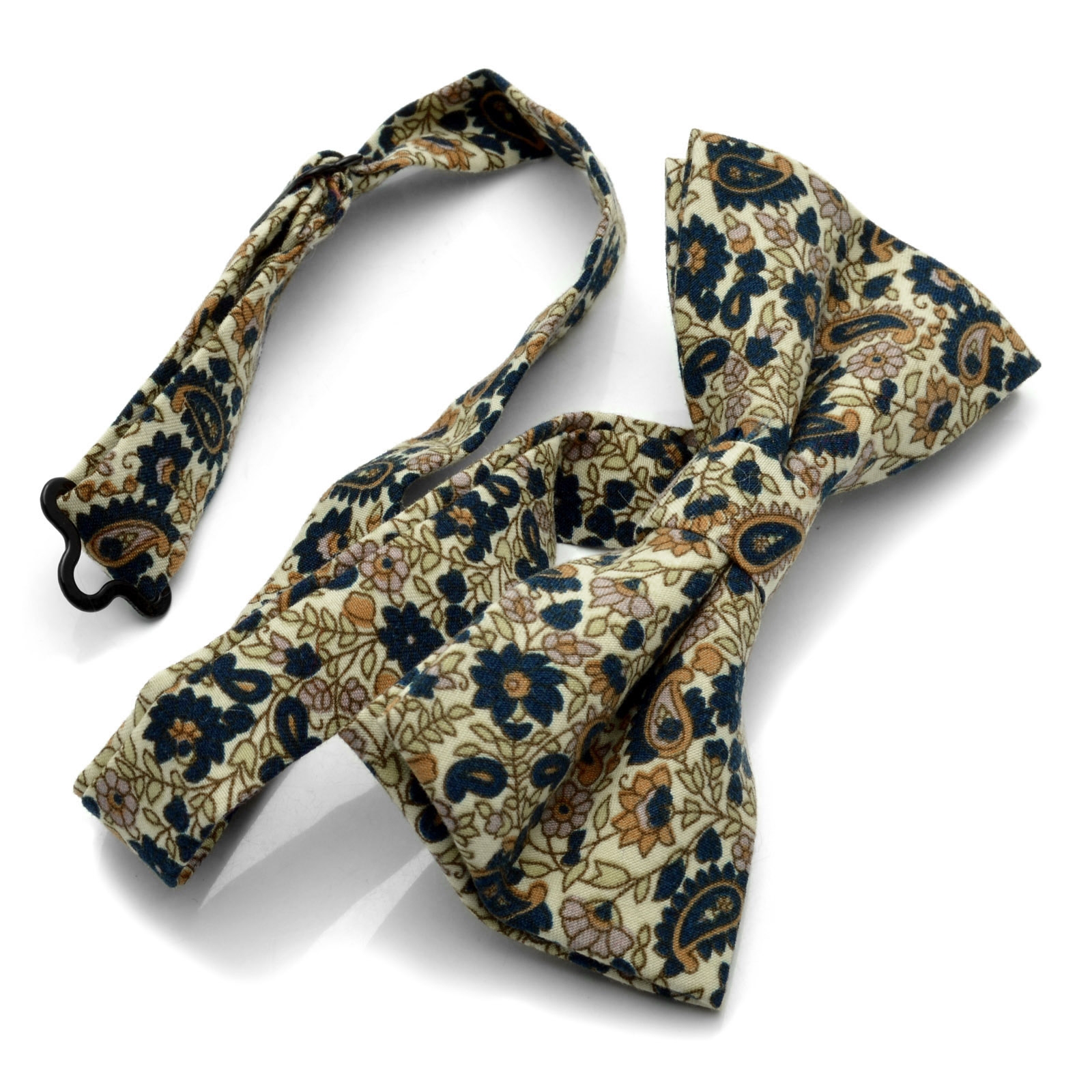 Cremefärgad Paisley Fluga - 3