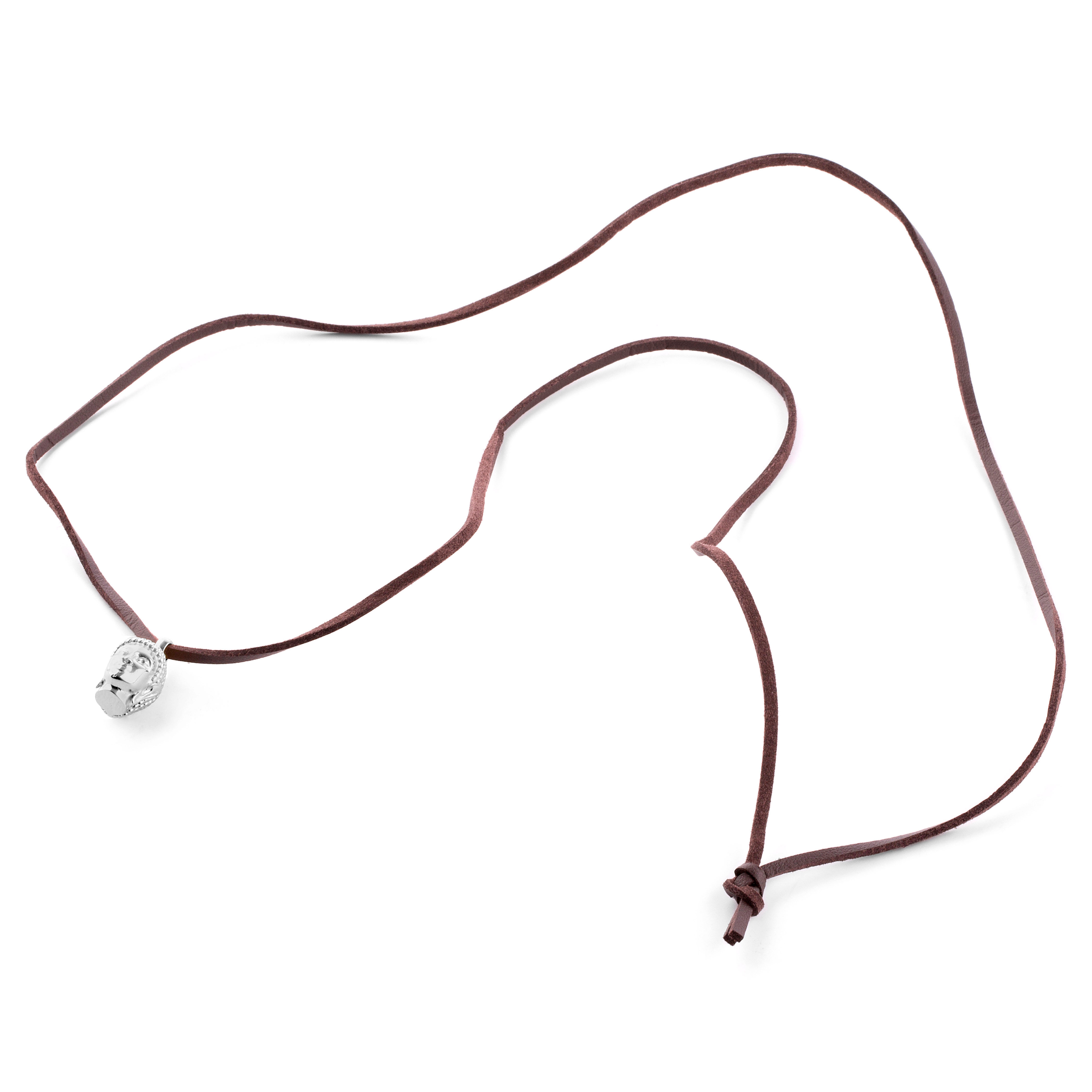 Silver-Tone Buddha Leather Iconic Necklace - 3