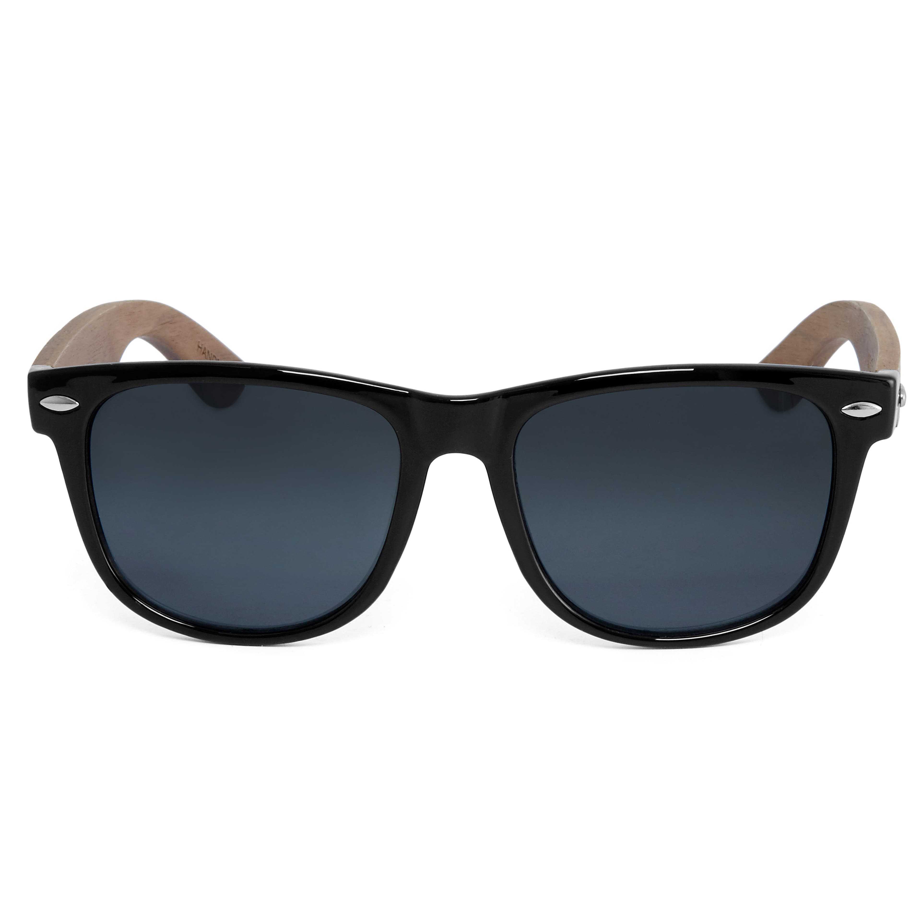Czarne przydymione okulary przeciwsłoneczne z drewna hebanowego