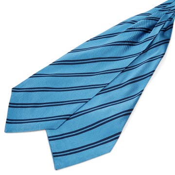 Navy Twin Stripe Blue Silk Cravat Navy Twin Stripe Blue Silk Cravat