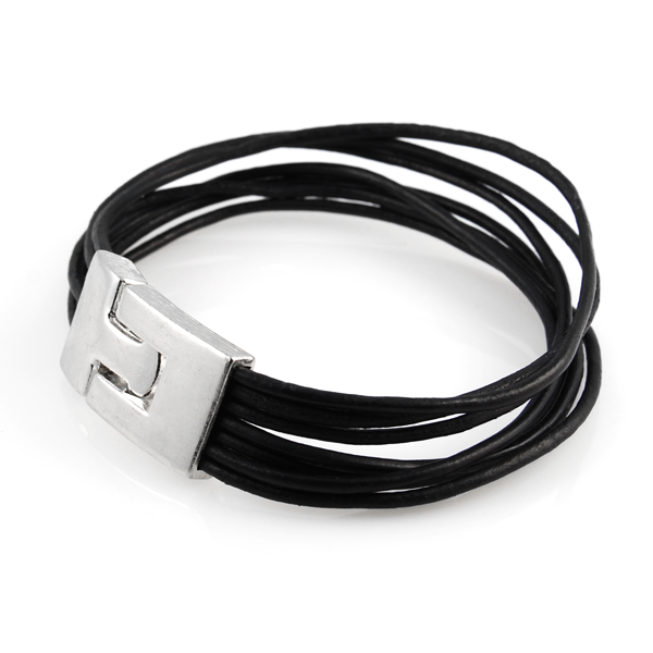 Sort Multisnor Læderarmbånd - 2