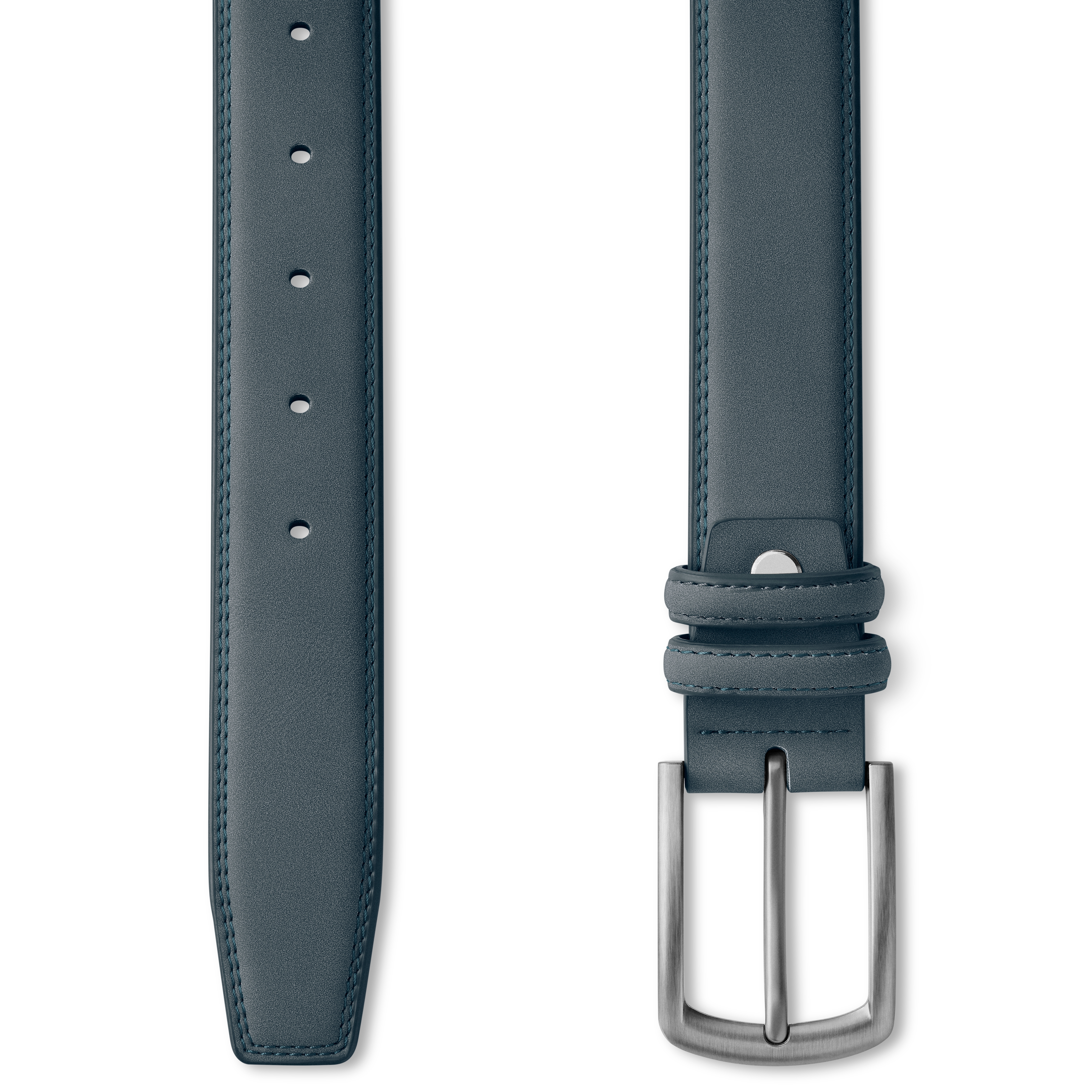 Син класически колан от изкуствен велур - 2