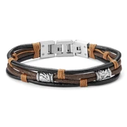 Brunt og Svart Icon Armbånd av Skinnsnorer Brunt og Svart Icon Armbånd av Skinnsnorer