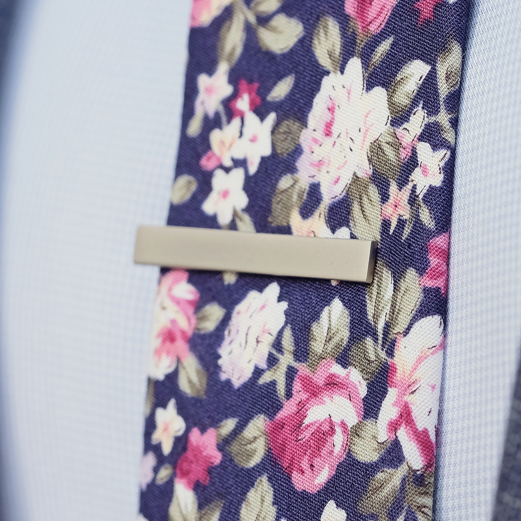 Kurze Silbergraue Krawattenklammer - 4