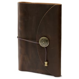 Notebook | Dark Brown Leather | Flower Clasp
