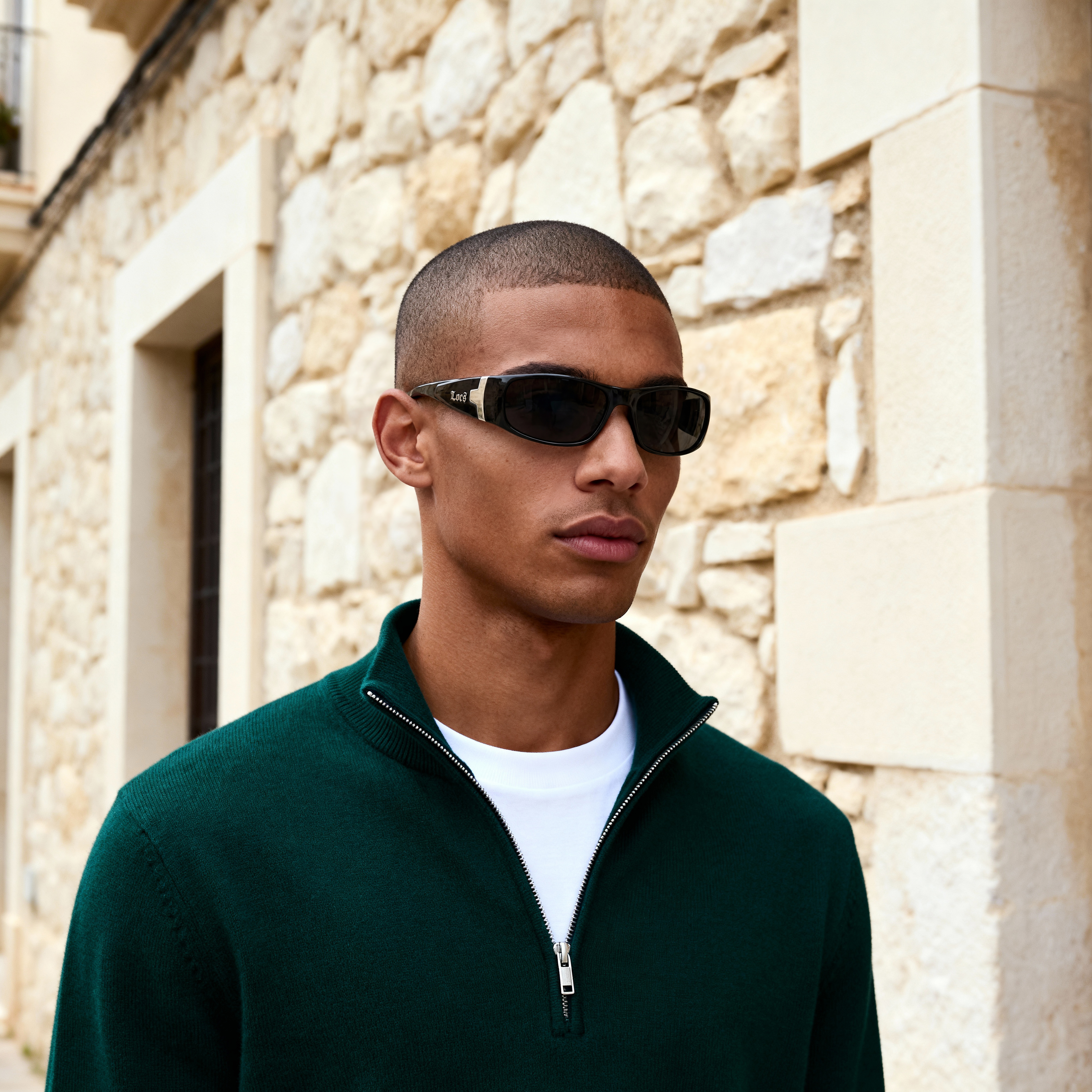 Mustat kaarevat Locs-aurinkolasit - 2