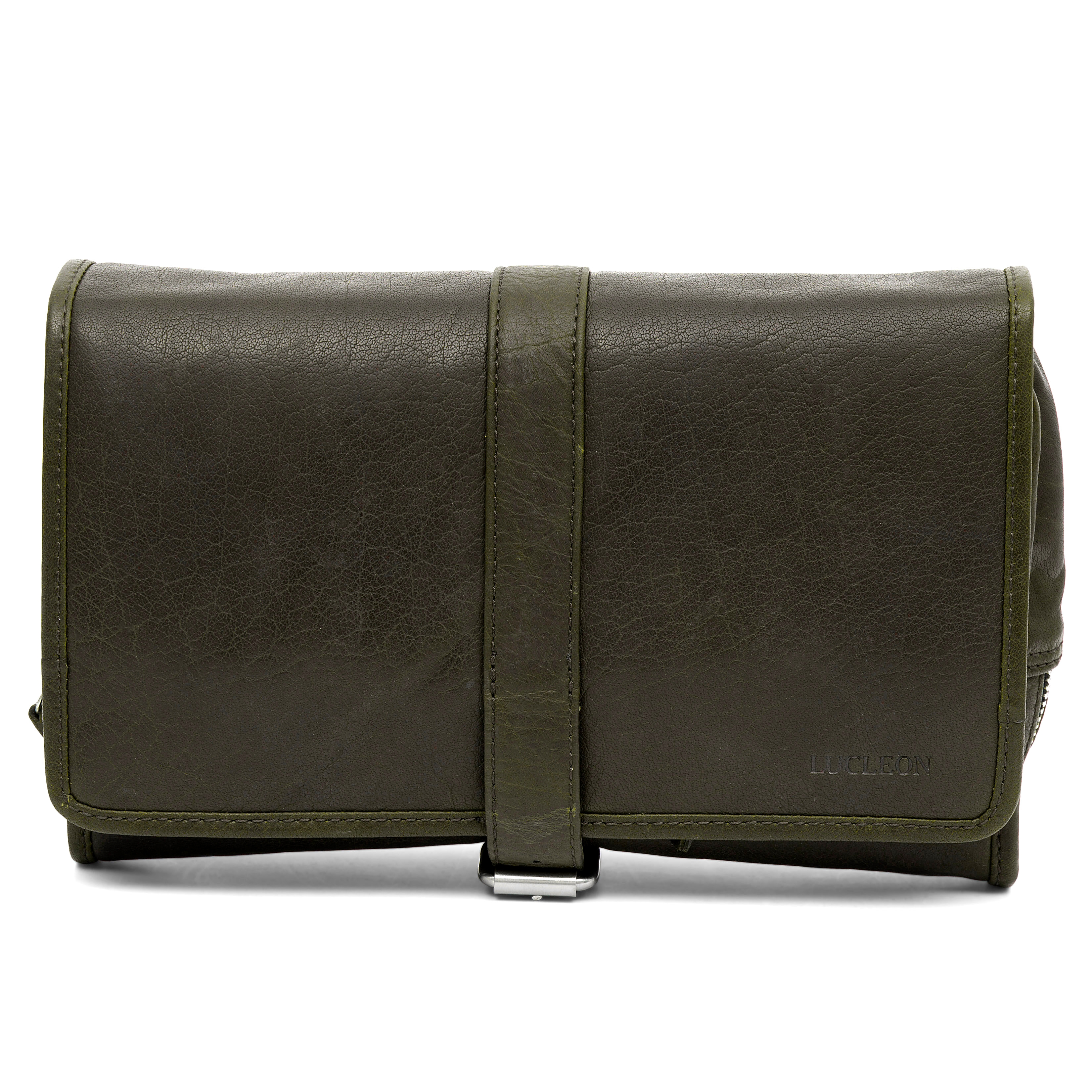 Montreal Hanging Olive Leather Wash Bag - 2