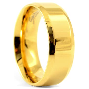 Blank Gold-Tone Angular Stainless Steel Ring