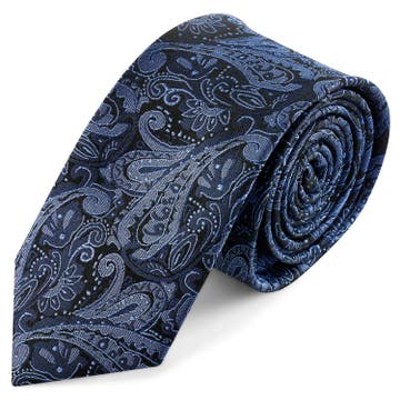 Navy & Light Blue Paisley Pattern Silk Necktie | 2 3/8" (6 cm) Navy & Light Blue Paisley Pattern Silk Necktie | 2 3/8" (6 cm)