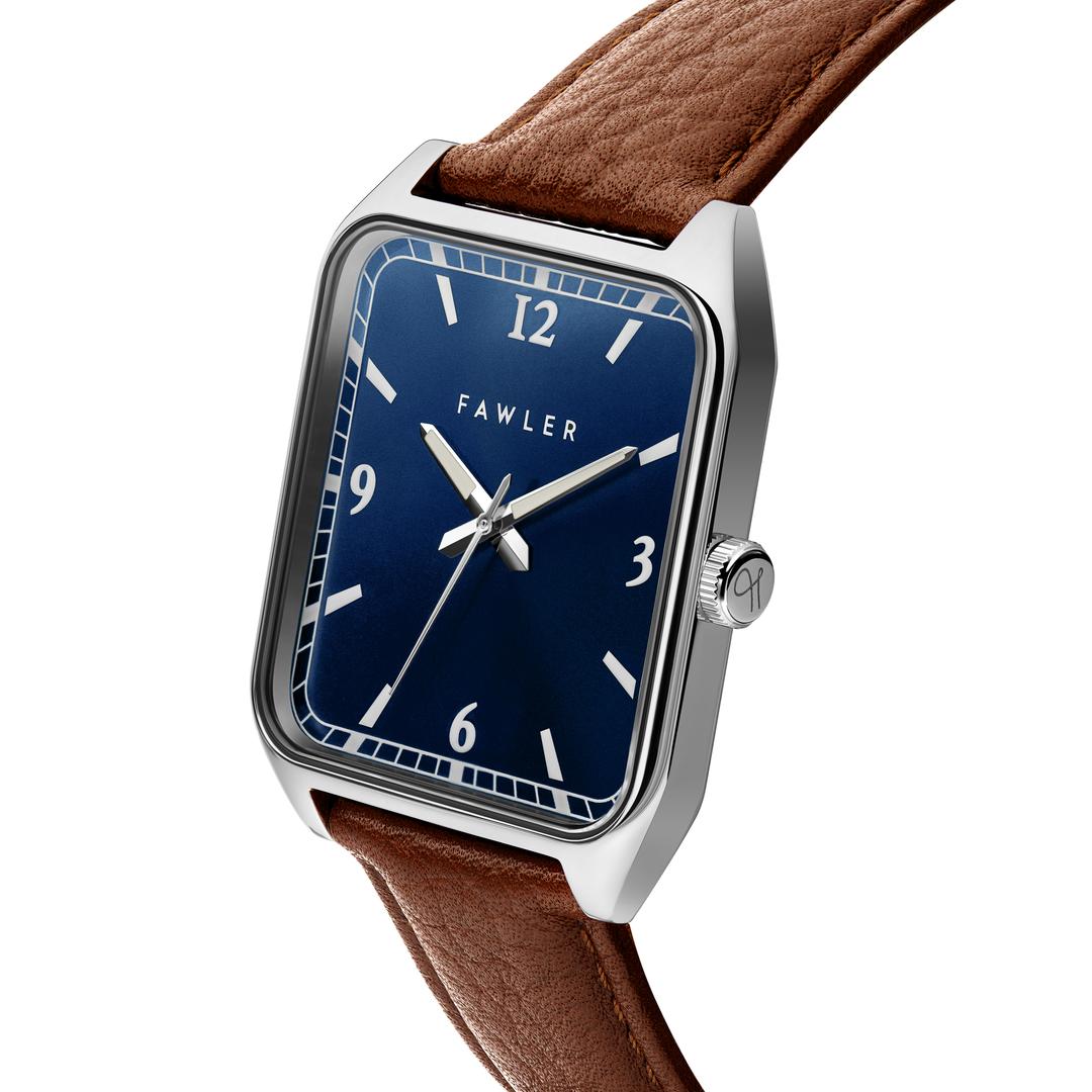 Clyde Orologio Quadrato Argentato E Blu Disponibile Fawler clyde-orologio-quadrato-argentato-e-blu-disponibile-fawler
