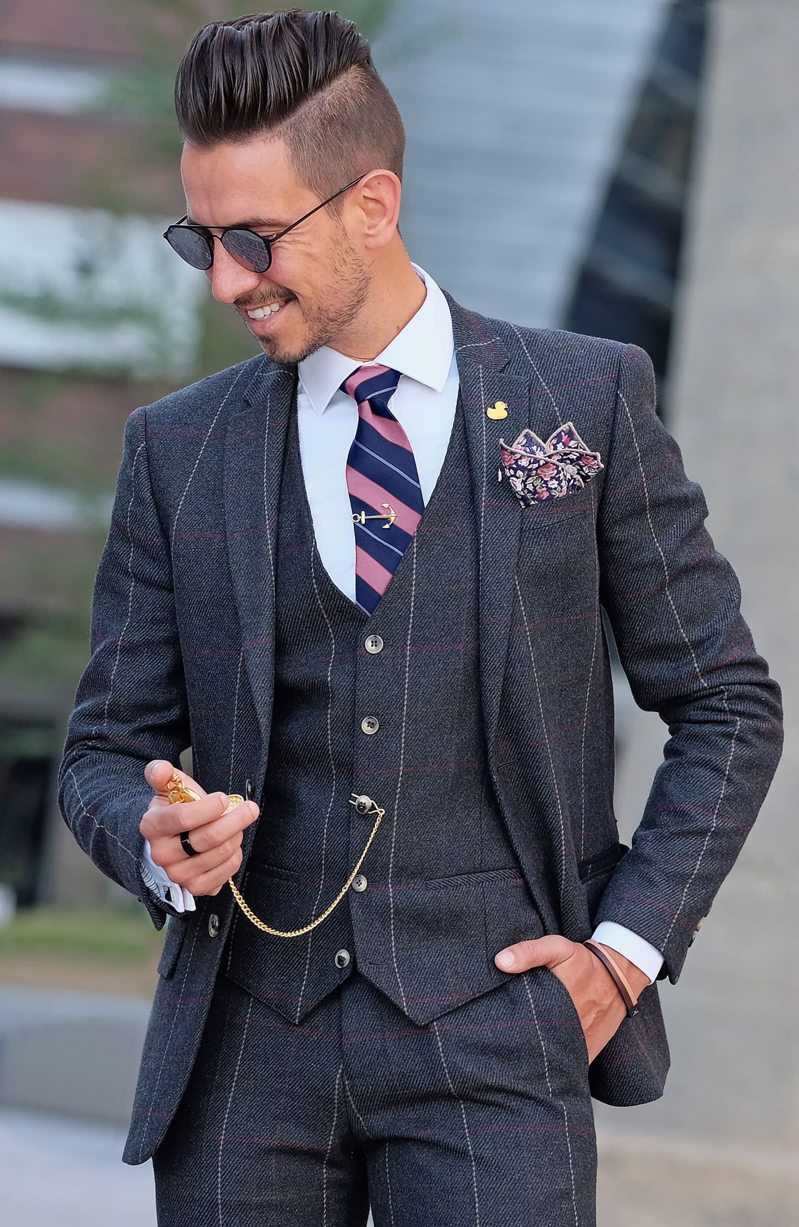 Silkeslips med Pastelblå, Marineblå og Lyserøde Striber 8 cm - 4