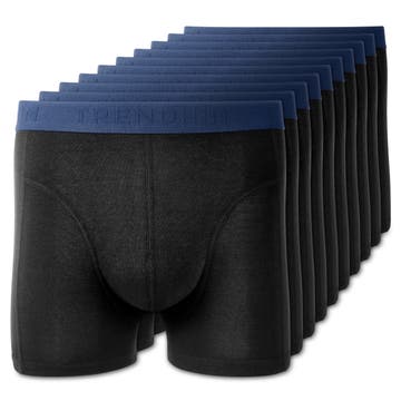 FreeFeel | 10-Pak Sorte Bambus Boxershorts m. Marineblå Linning FreeFeel | 10-Pak Sorte Bambus Boxershorts m. Marineblå Linning