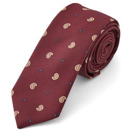 Burgundy Teardrop Pattern Polyester Tie