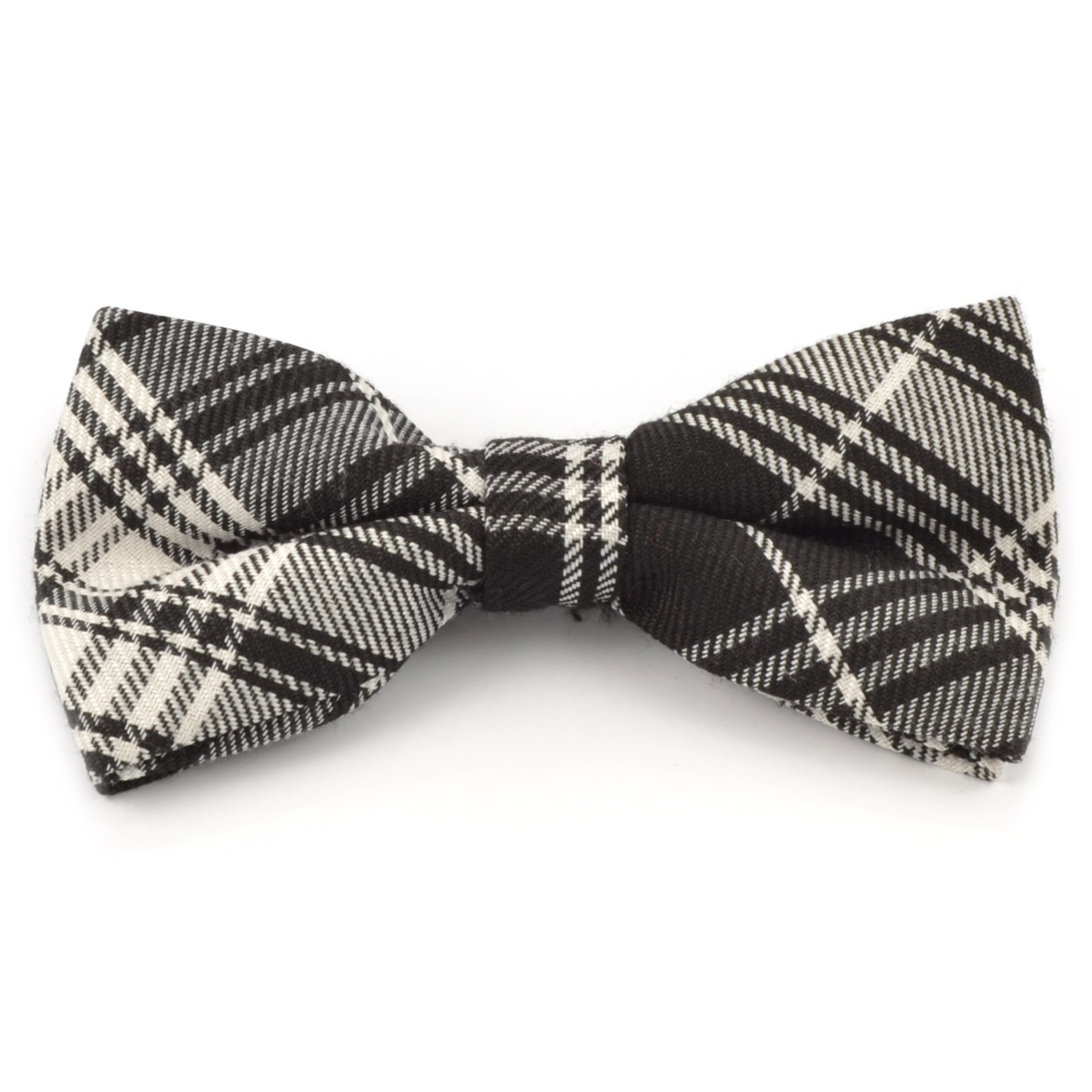 Black & White Chequered Soft Bow Tie