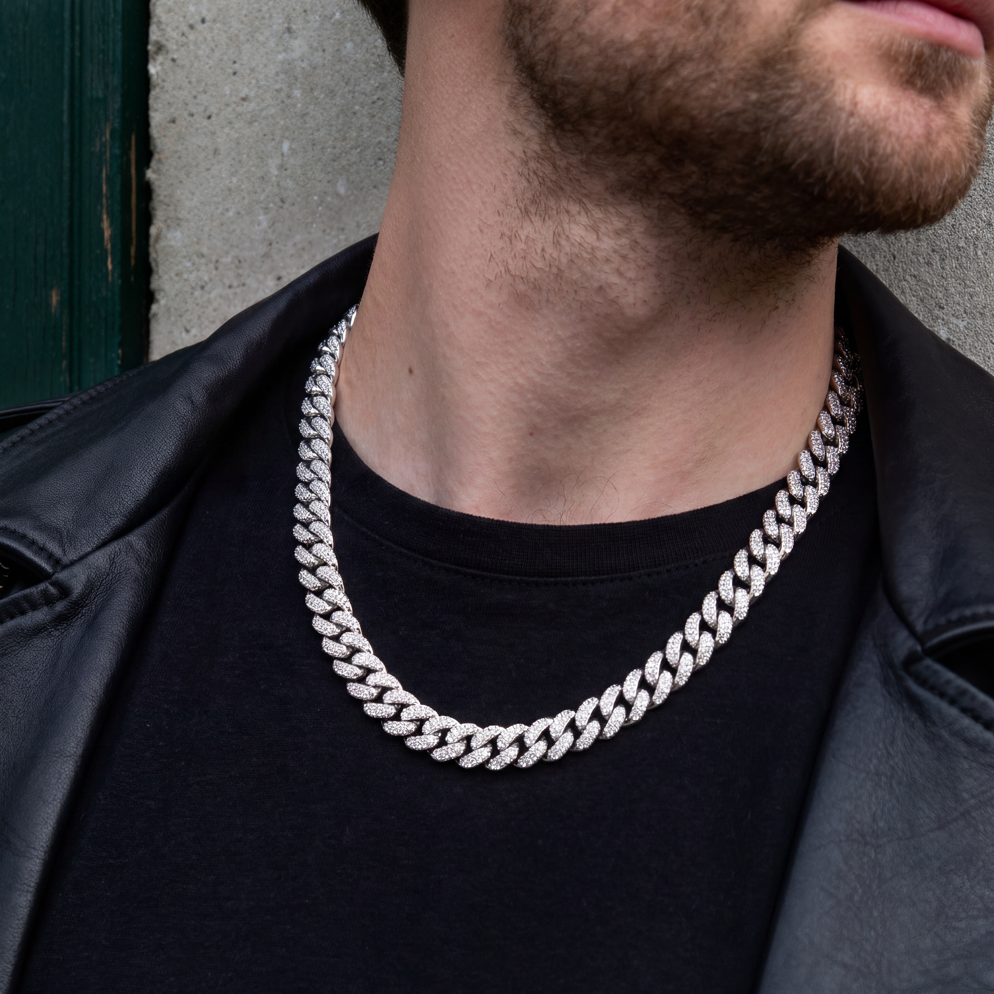Nicos | Chaîne à maille cubaine en métal argenté sertie de zircones - 12 mm - 3