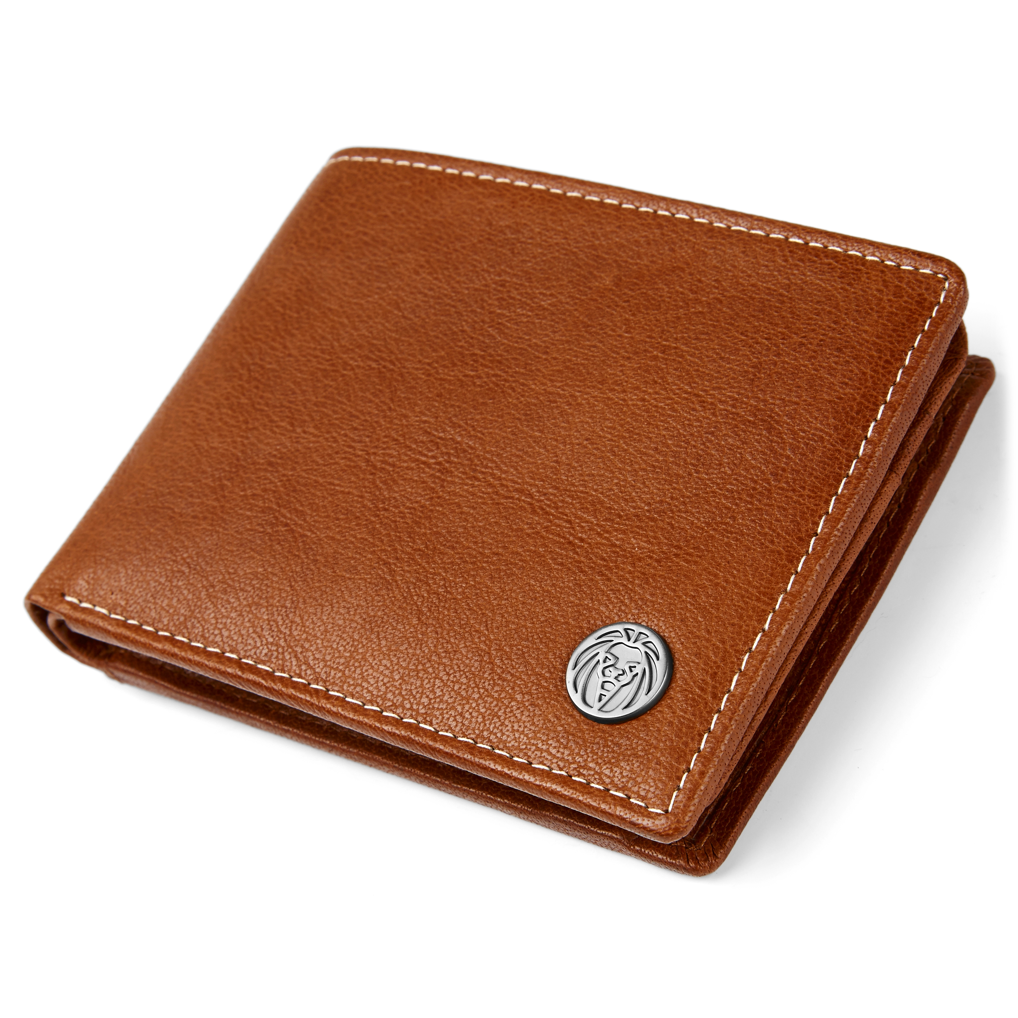 Jasnobrązowy skórzany szybki podwójnie składany portfel Oxford - 4