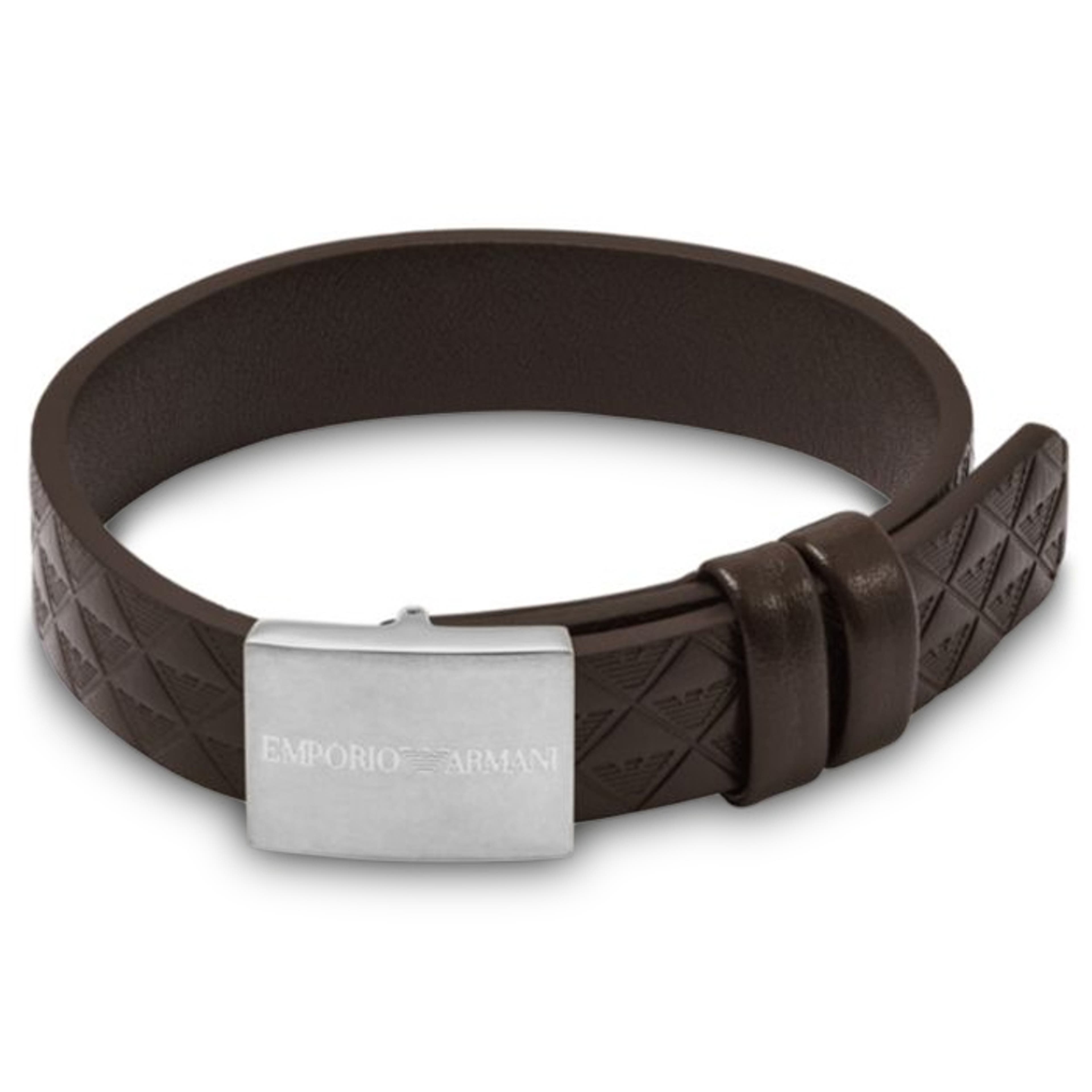 Pulsera de cuero texturizado Emporio Armani Eagle Logo Pulsera de cuero texturizado Emporio Armani Eagle Logo