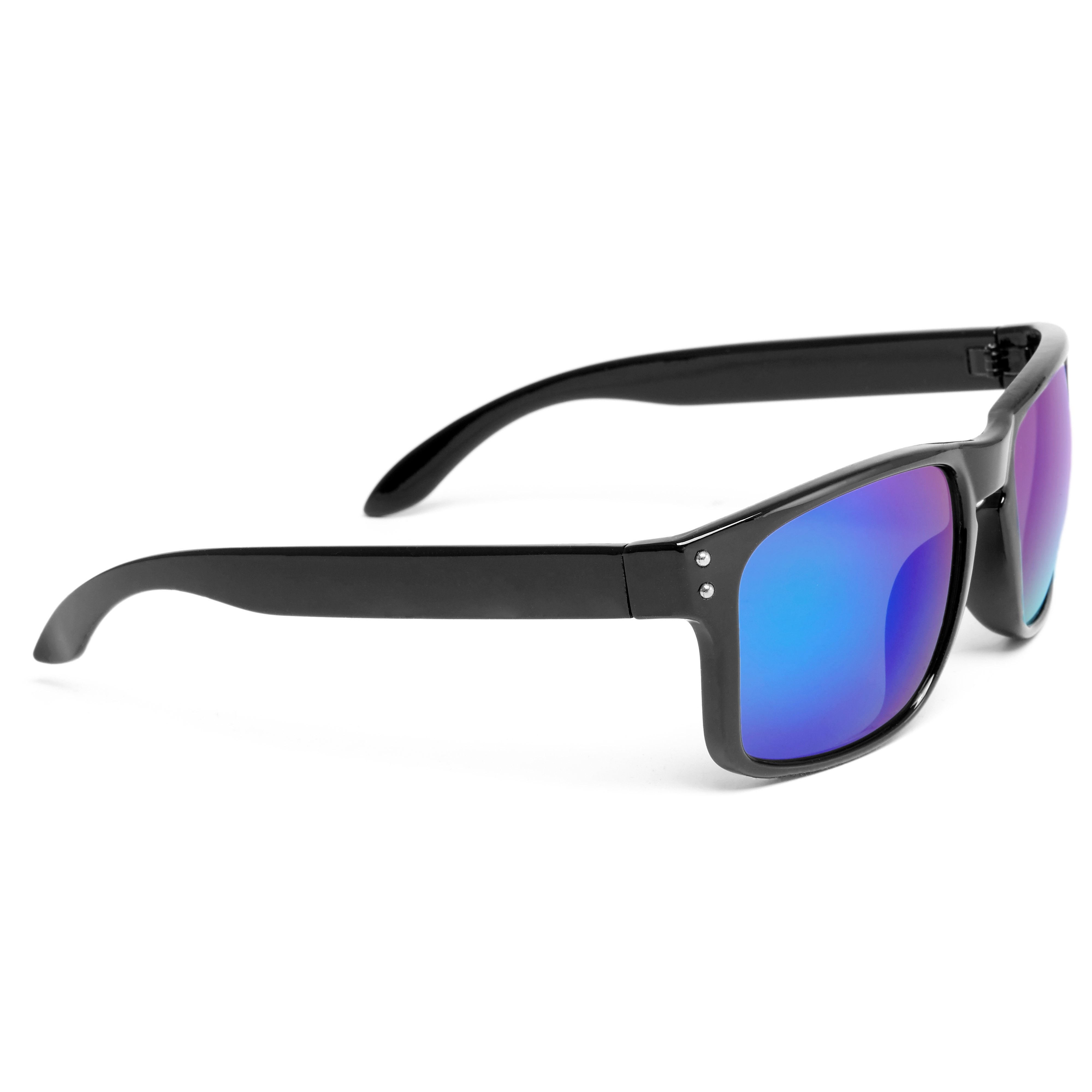 Sorte & Blå Firkantede Solbriller - 3