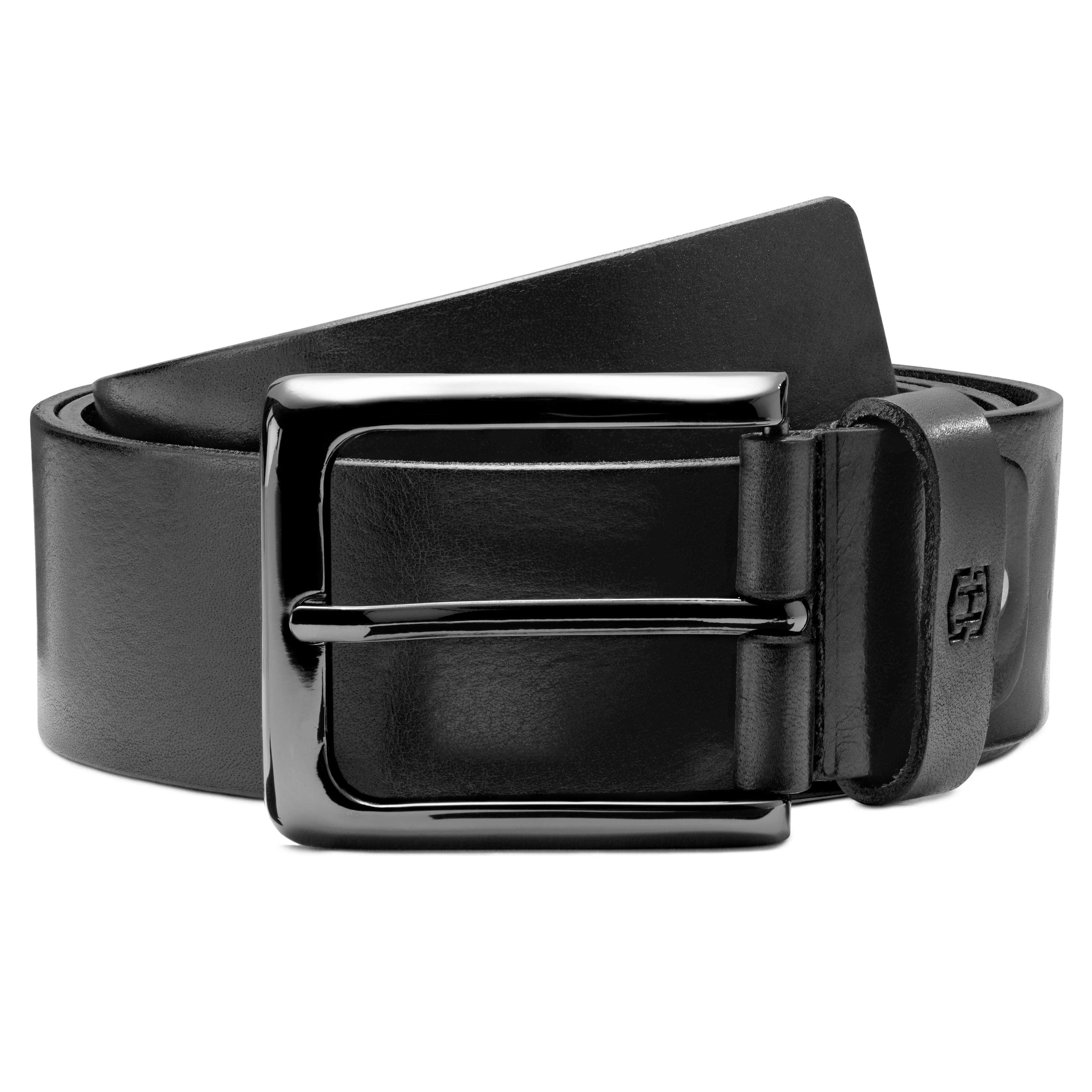 All Black Full Grain Leather Belt