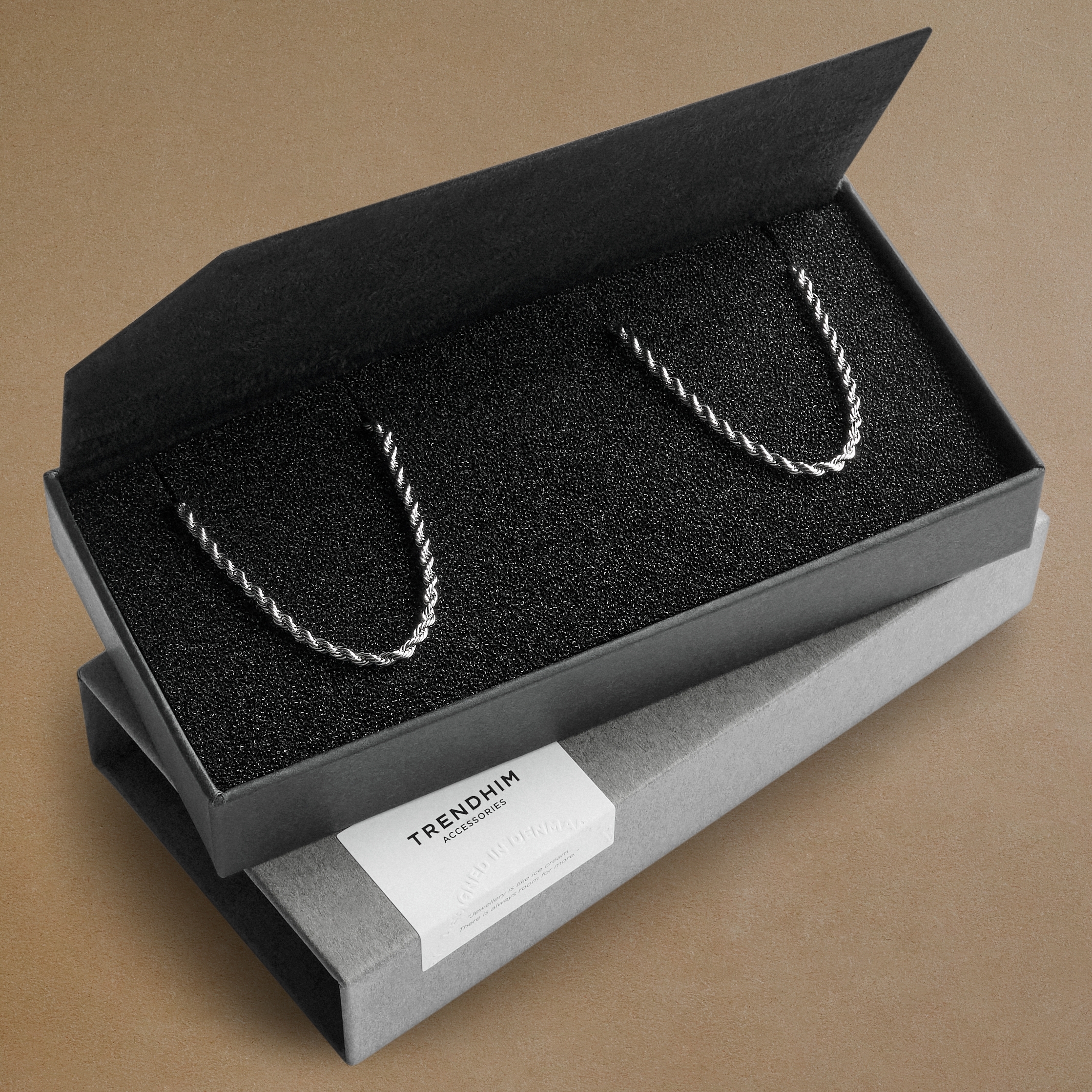 X-Large | 2 mm Silver-tone Rope Chain Bracelet & Necklace Gift Box - 3