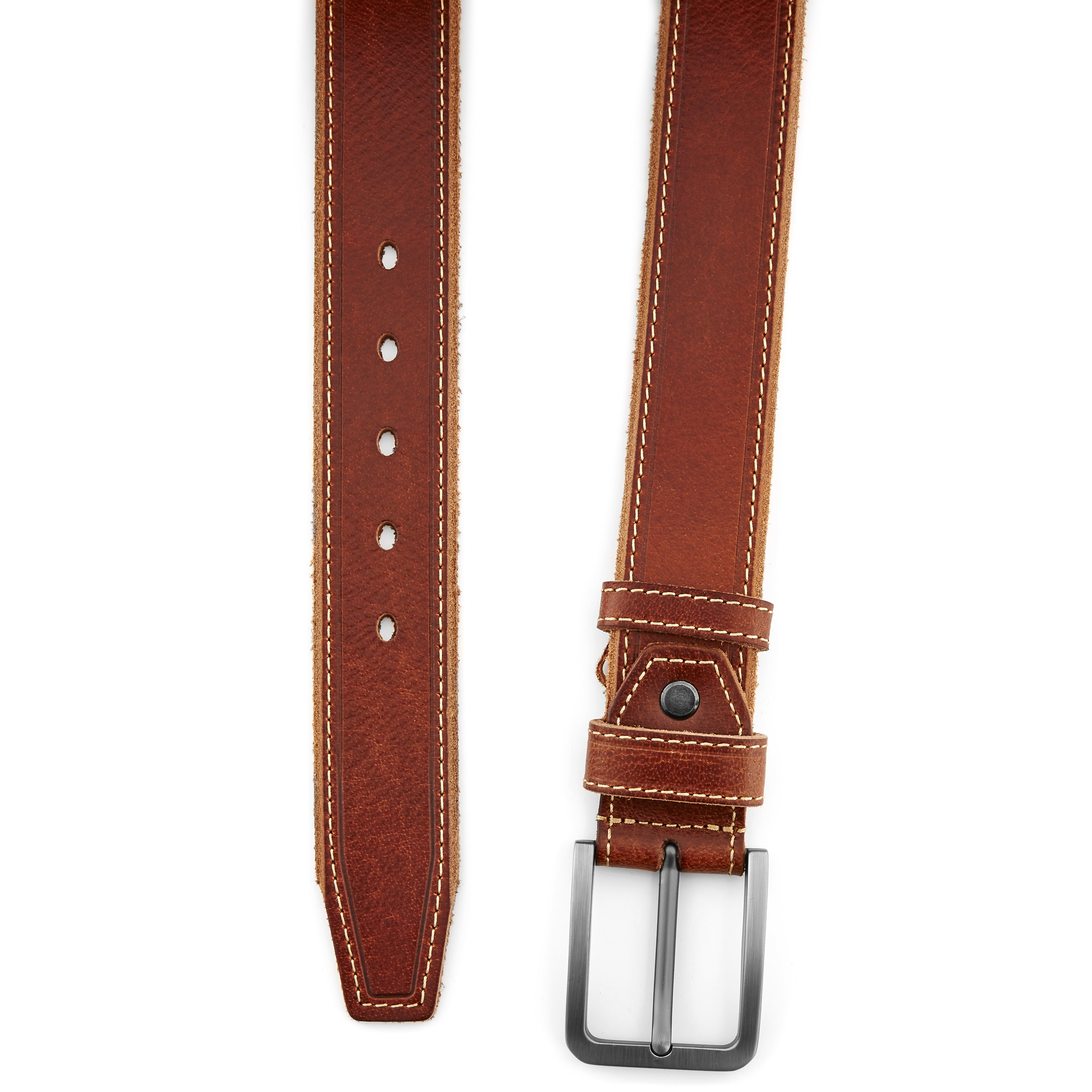 Le Camp brown leather belt contrast stitching