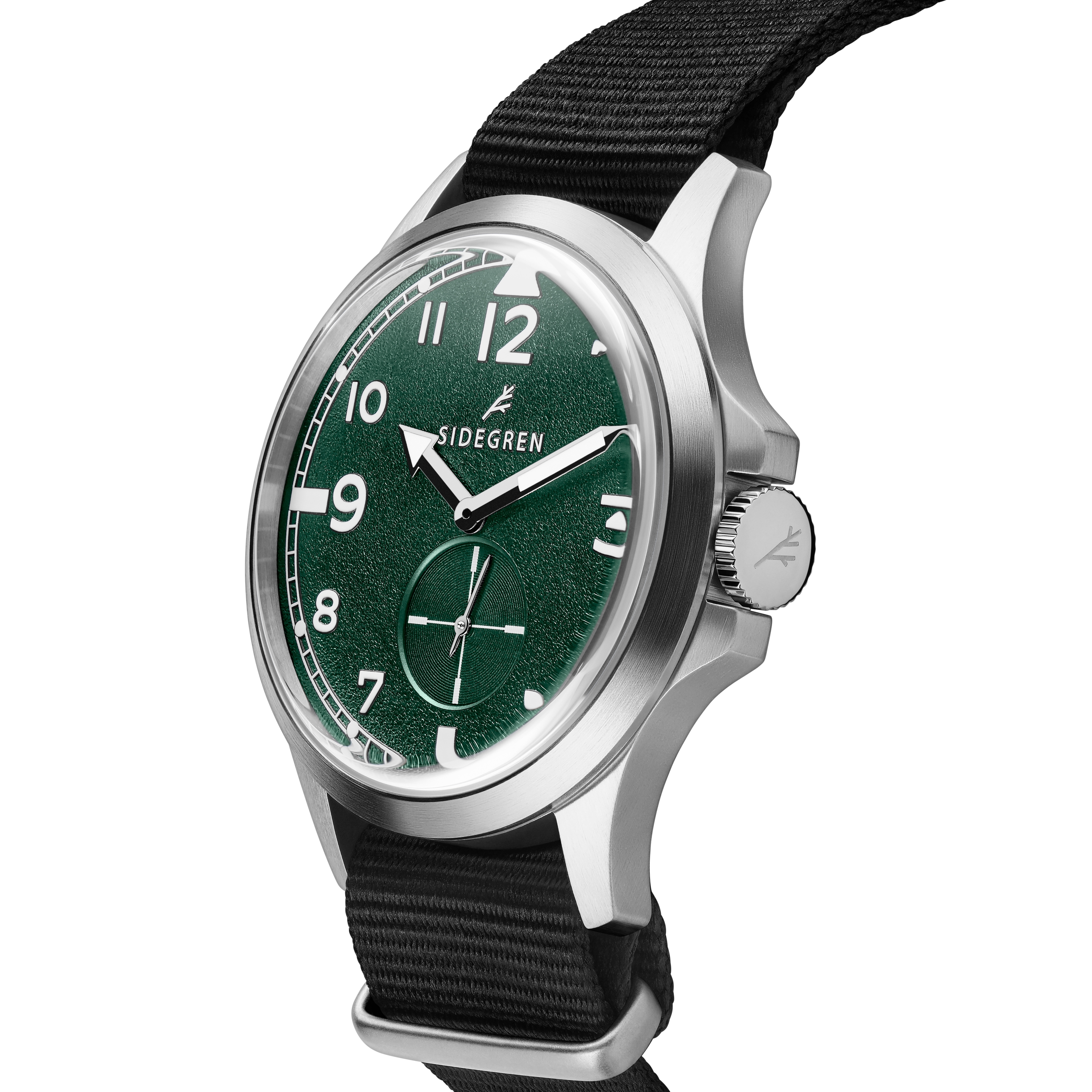Luxor | Vintage-style Silver-tone and Green Stainless Steel Field Watch - 3