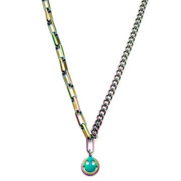 Amager | 5 mm Rainbow Stainless Steel Smiley Curb & Cable Chain Necklace