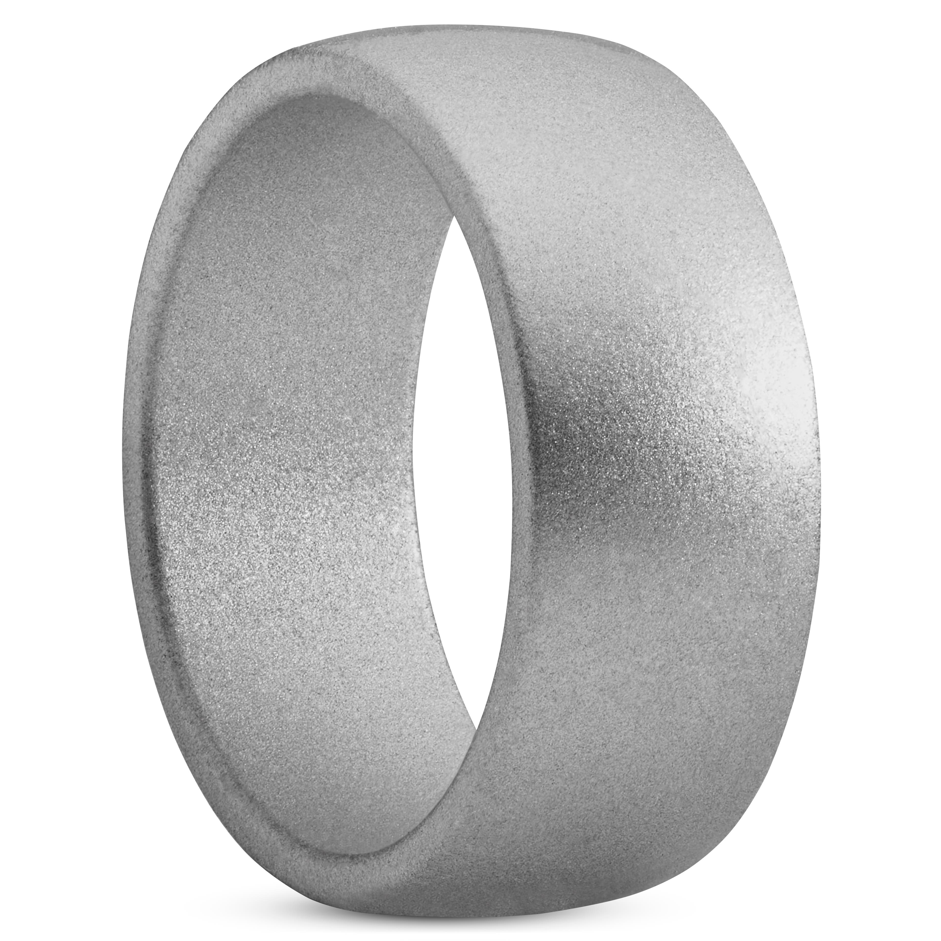 8,7 mm Silver-Tone Silicone Classic & Simple Ring