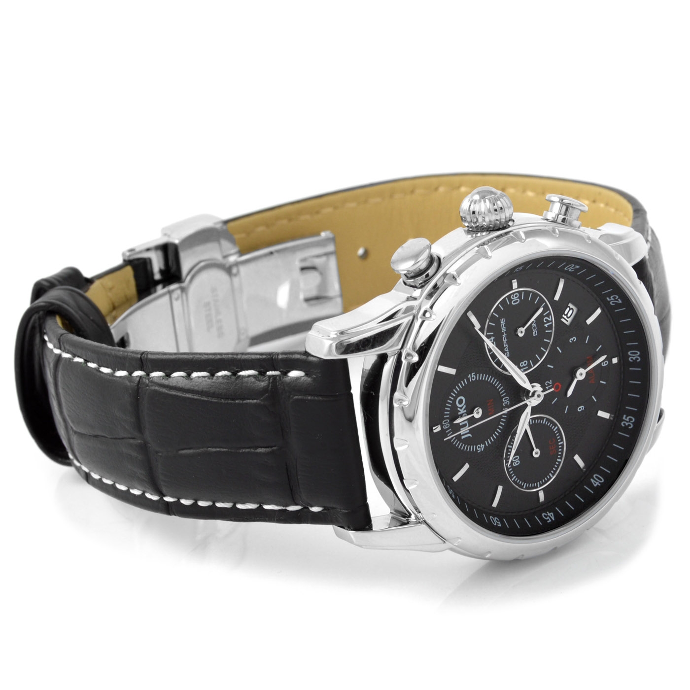 Leren Klassieke Saffierglas Horloge - 3