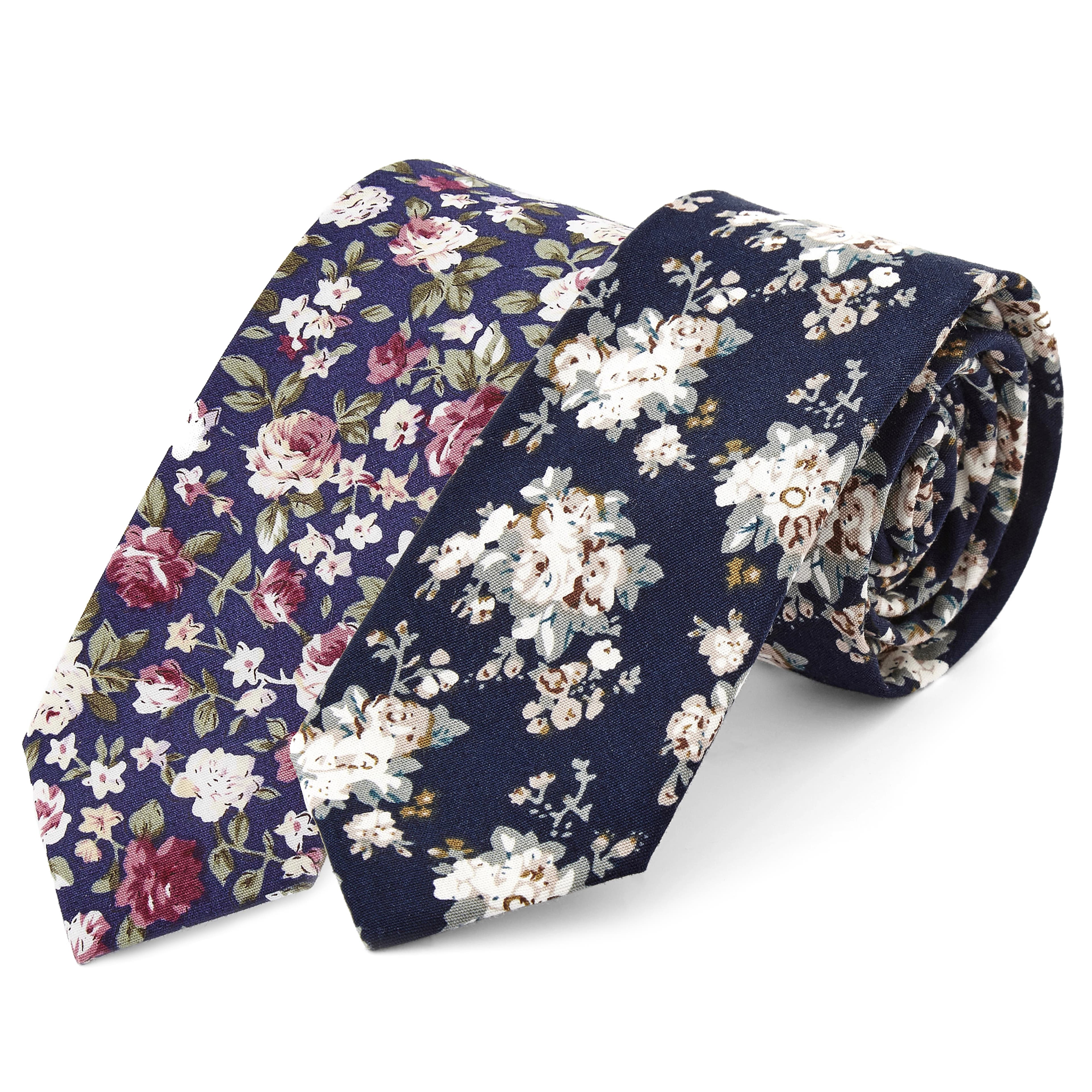 Krawatten-Set aus Baumwolle mit Blumenmuster