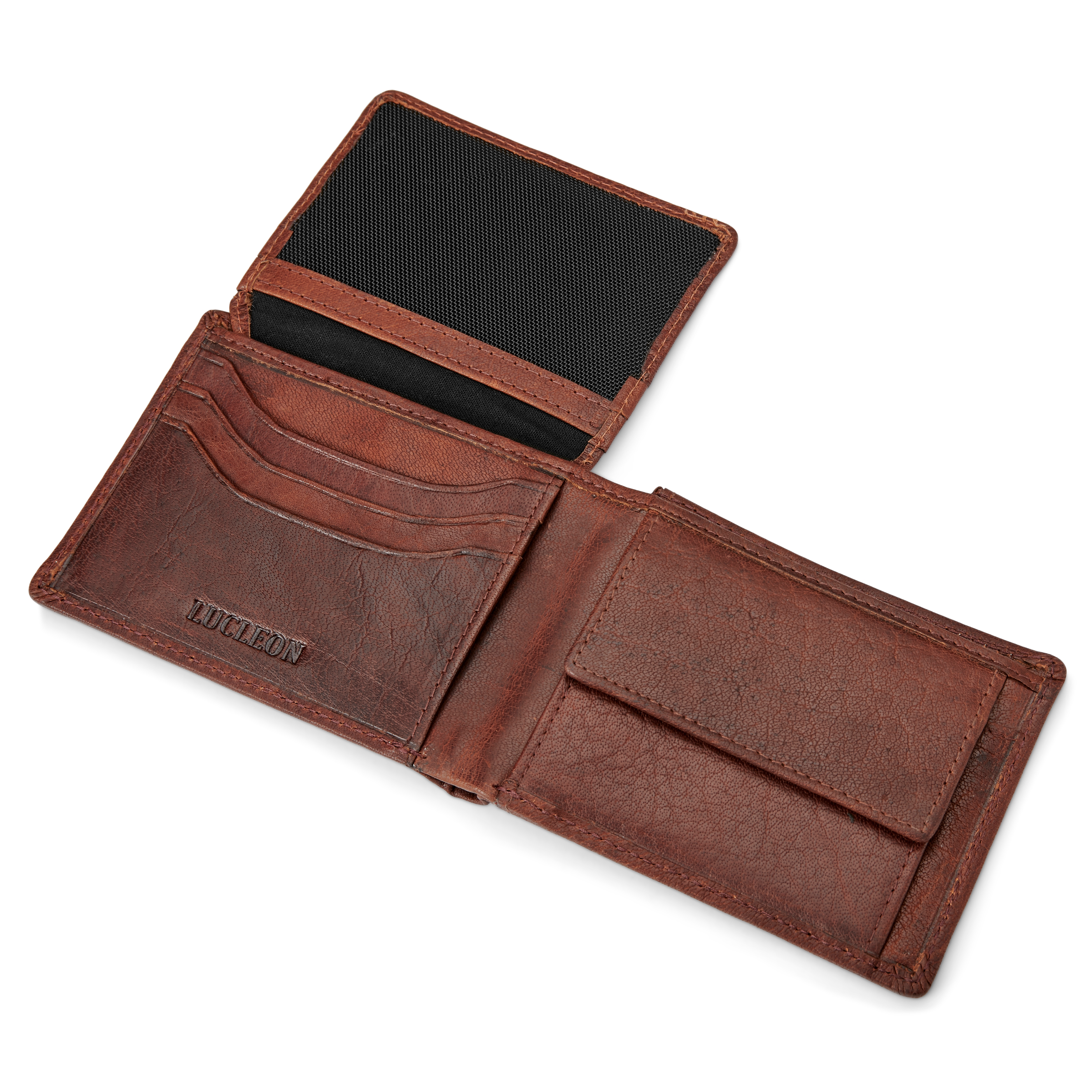 Portefeuille en cuir à rabat brun havane Montréal - 6