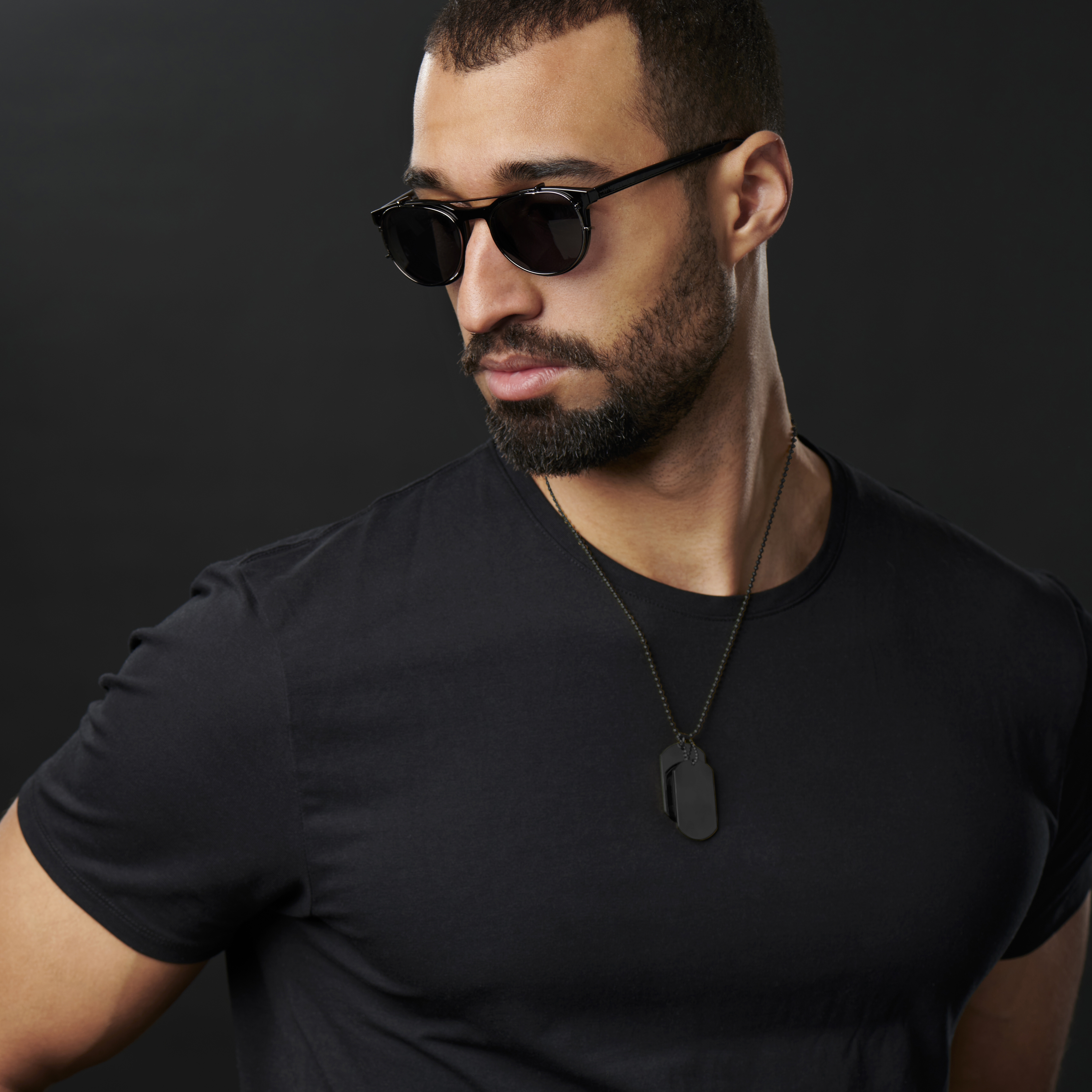 Black Double Dog Tag Necklace  - 6