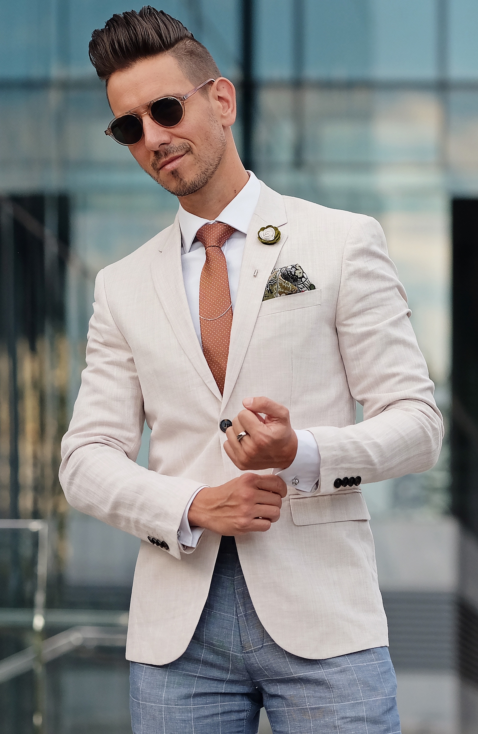 Soft Cream & Olive Lapel Flower - 5