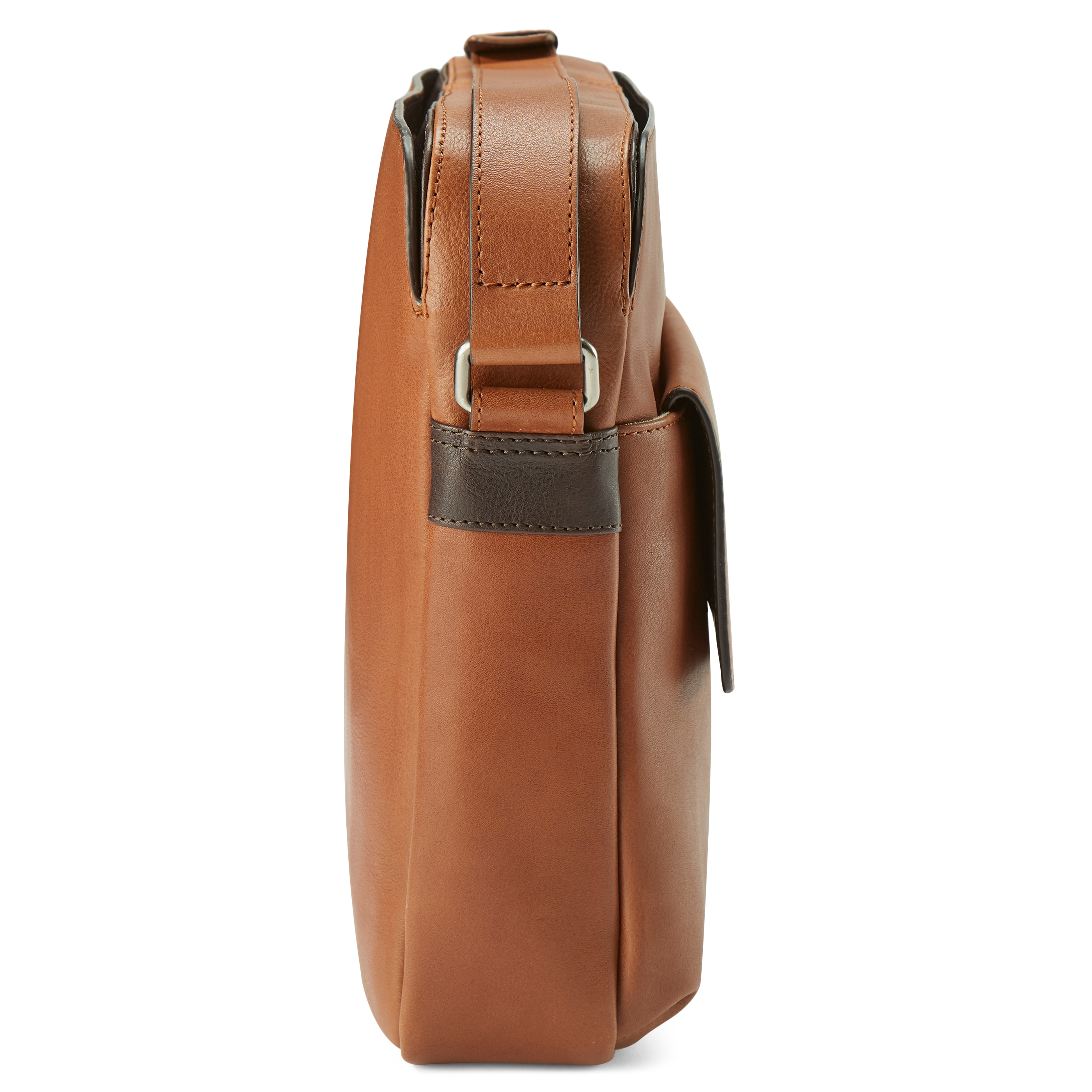 Lavi Hellbraune & Dunkelbraune Leder Messenger Tasche - 4