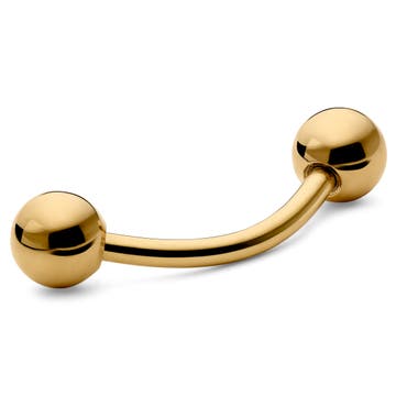 8 mm Curved Ball-Tipped Gold-Tone Surgical Steel Barbell 8 mm Curved Ball-Tipped Gold-Tone Surgical Steel Barbell