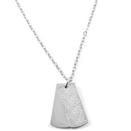 Silver-Tone Stainless Steel Motivational Dog Tag Cable Chain Necklace
