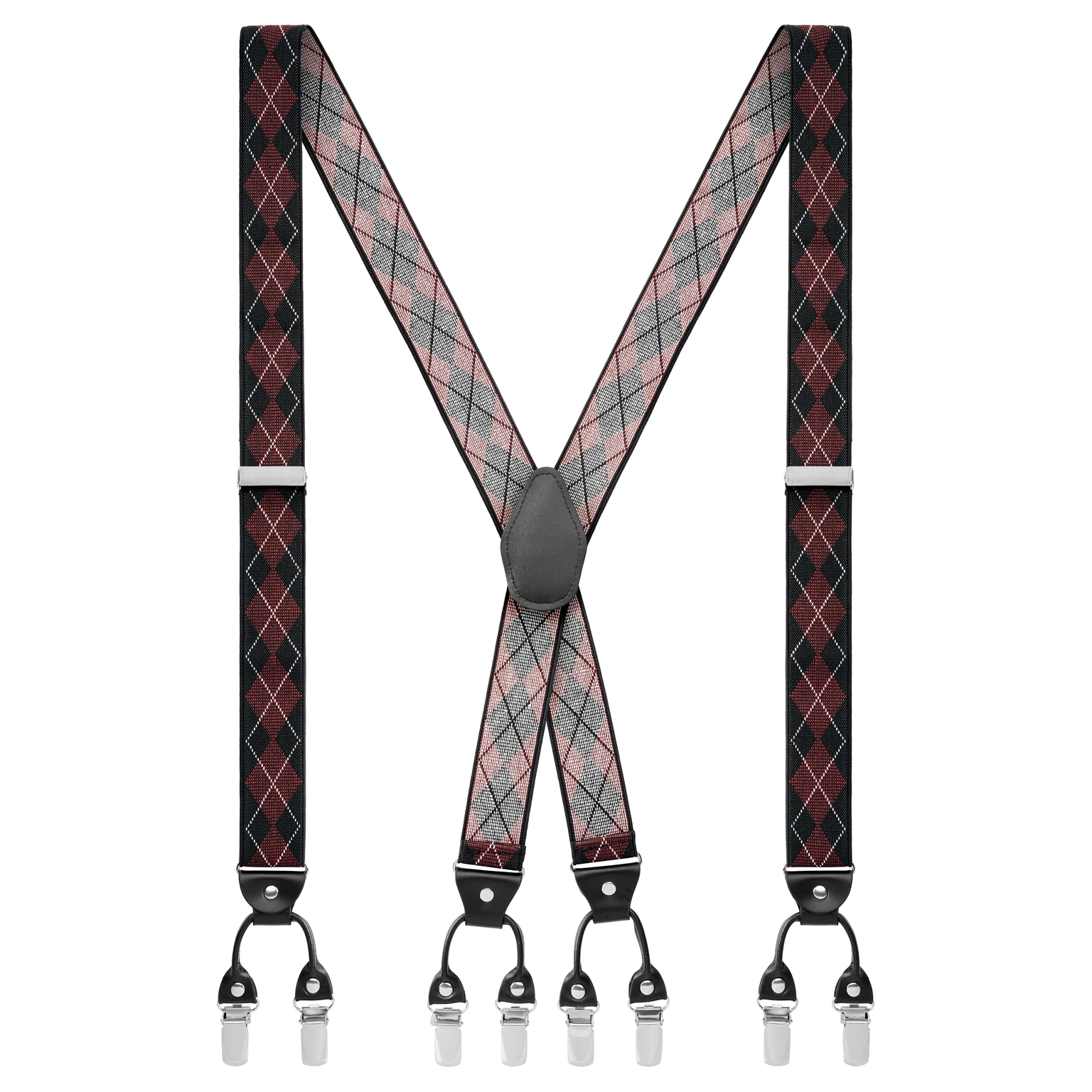 Vexel | Burgundy Large Diamond-Patterned X-back Braces Vexel | Burgundy Large Diamond-Patterned X-back Braces