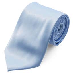Basic Wide Shiny Baby Blue Polyester Tie