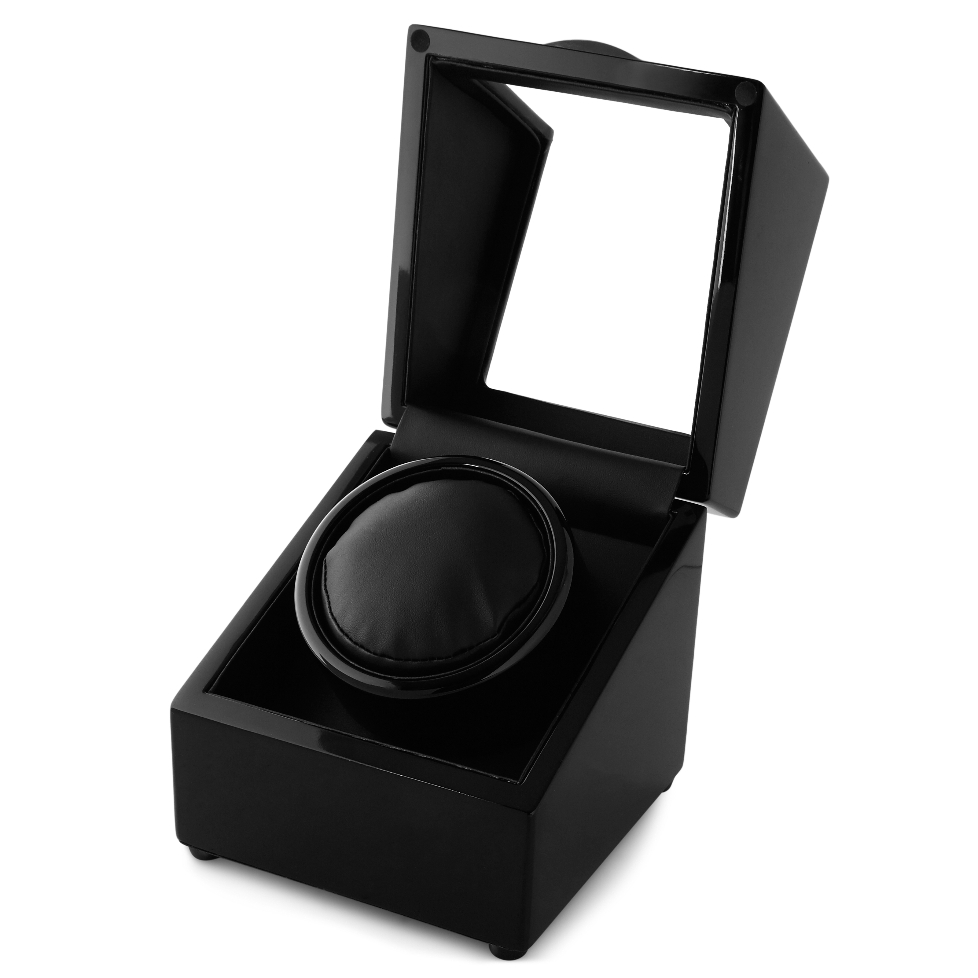 Svart Polerad Roterande Klocklåda - 1 klocka - 2