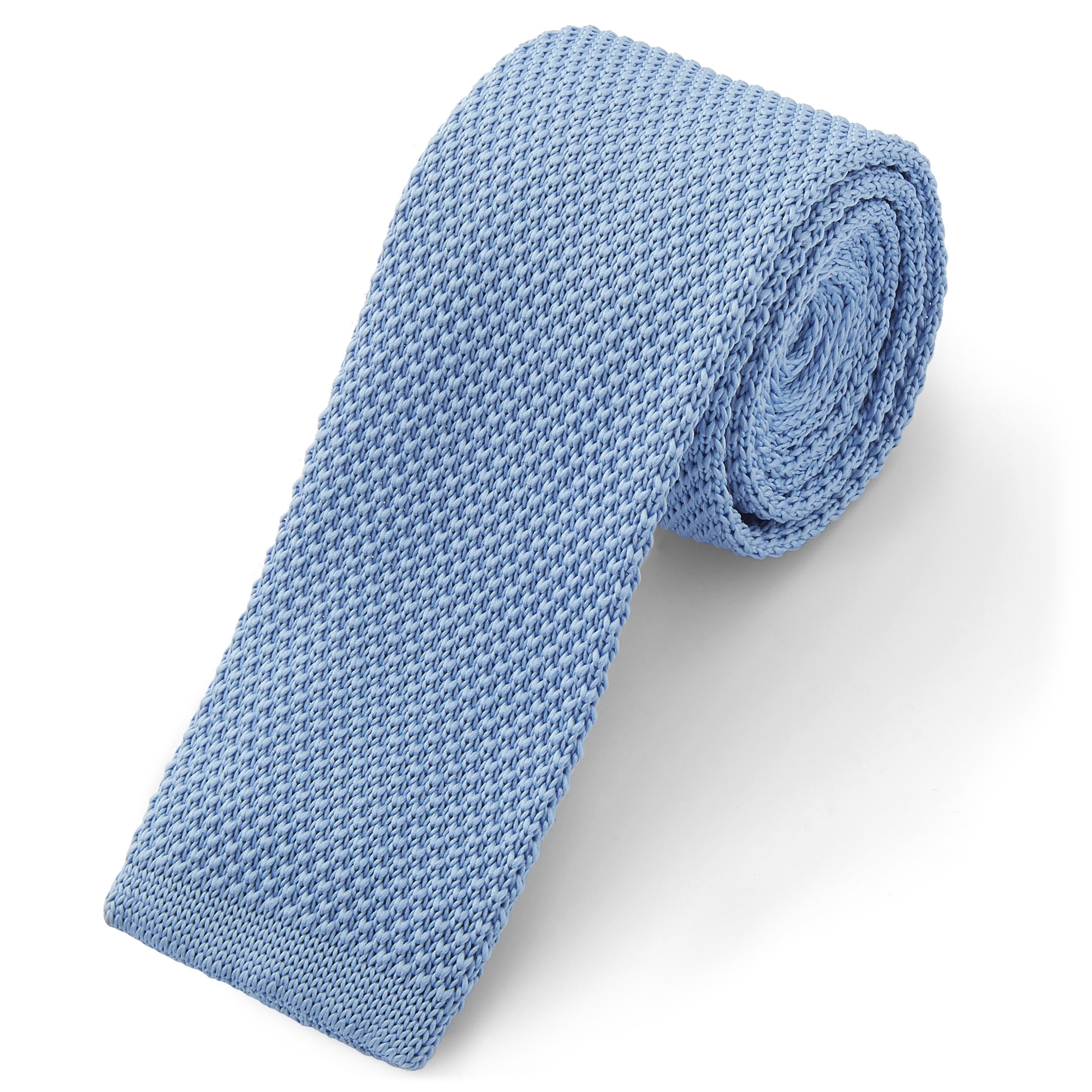 Pastelowo niebieski krawat z dzianiny