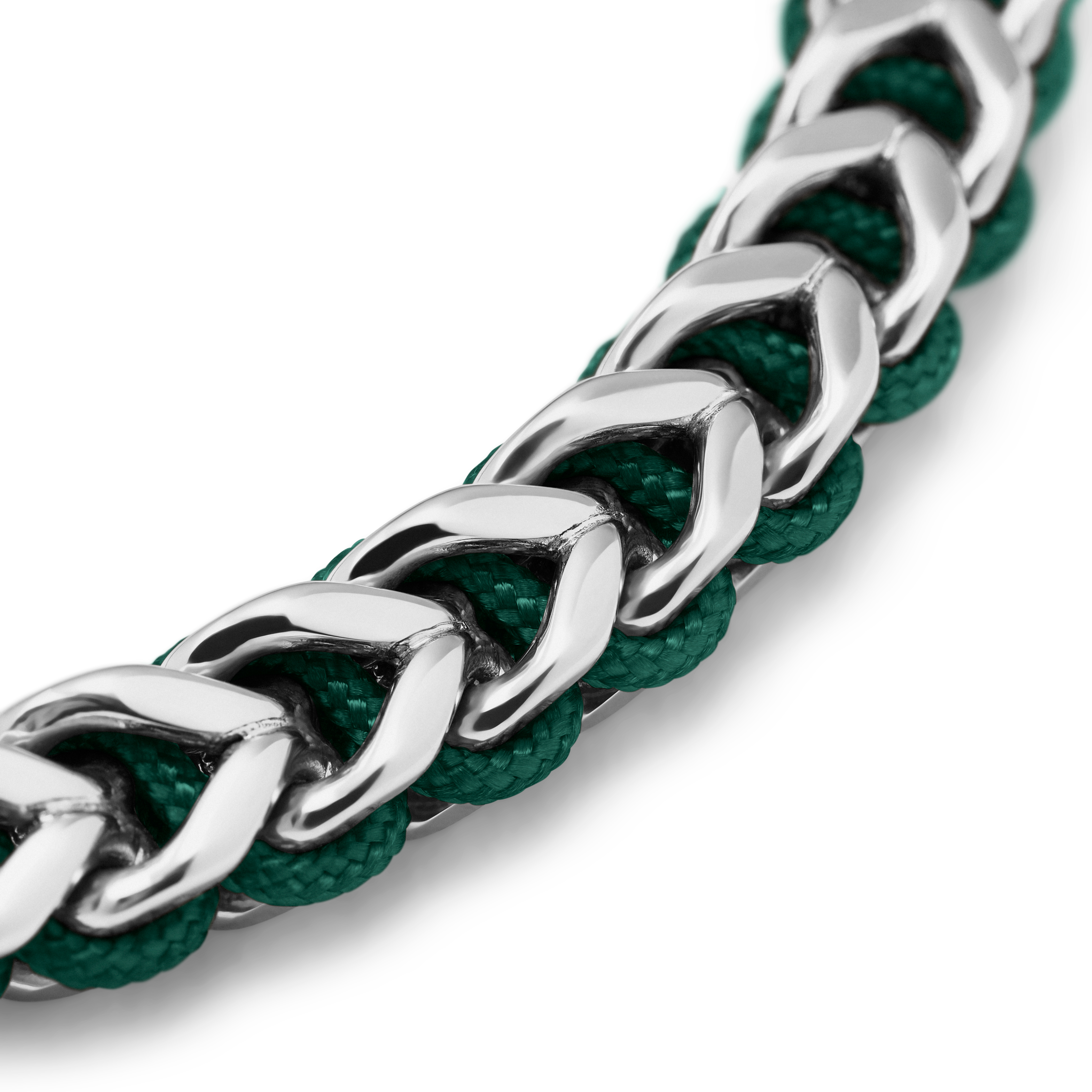 Edelstahl- und Grün-Nylon-Armband - 5