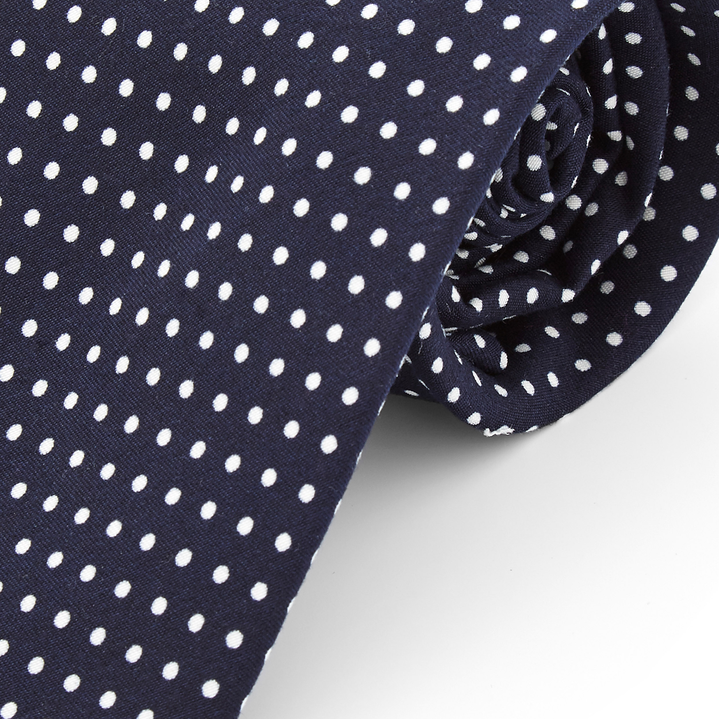 Breite Gepunktete Marineblaue Polyester Krawatte - 2