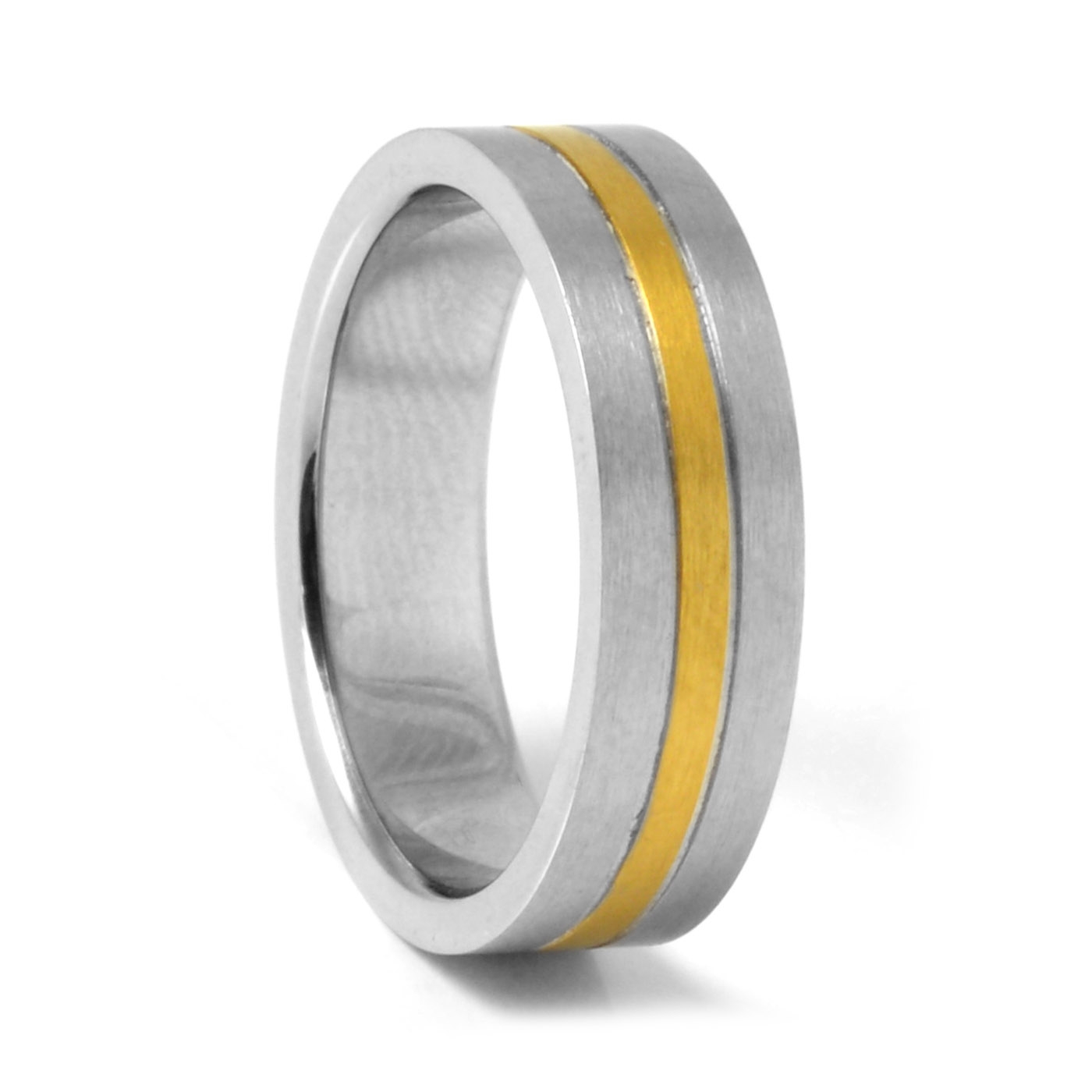 Simple Gold Striped Steel Ring - 1