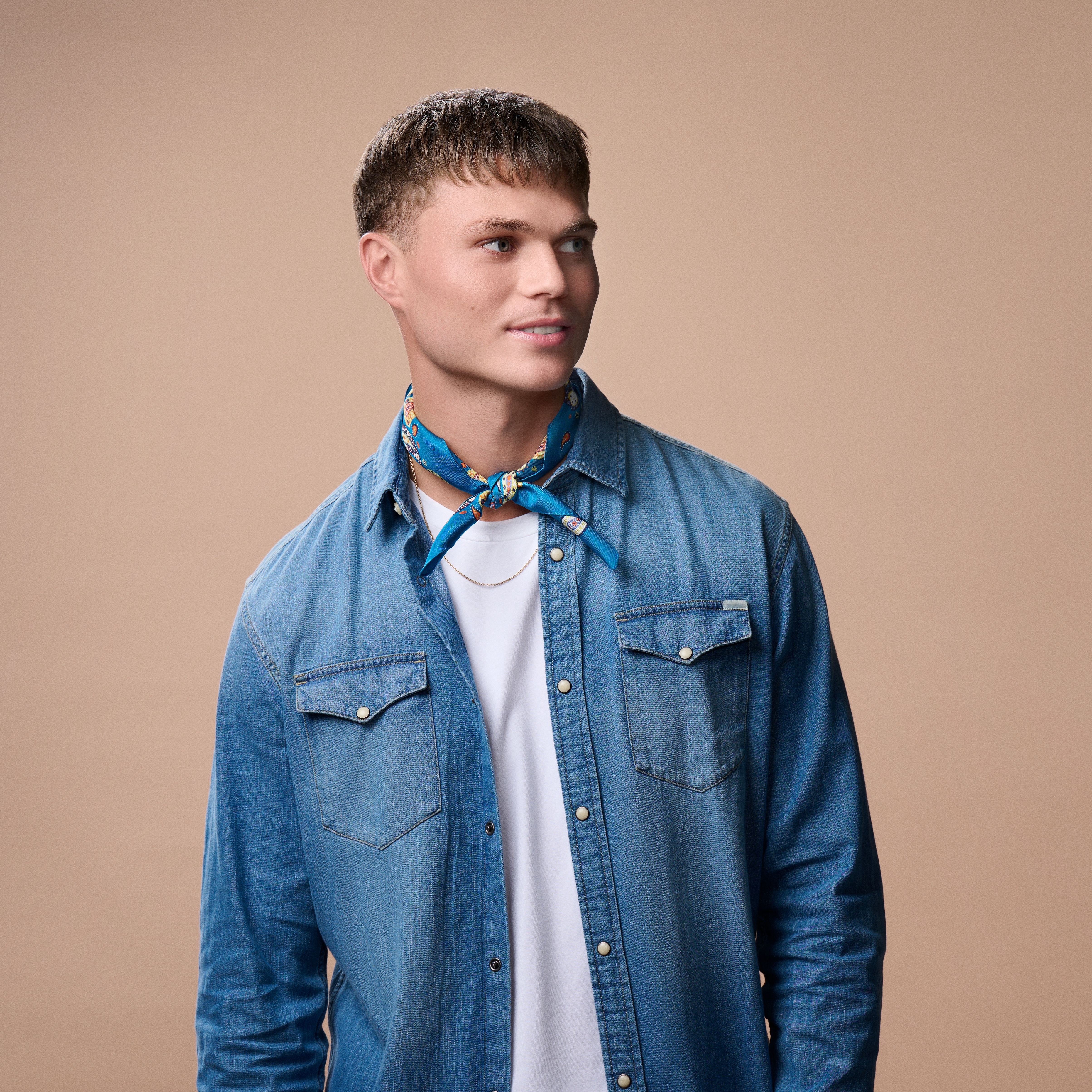 Virtuo | Blue and Yellow Paisley Silk Neckerchief - 3