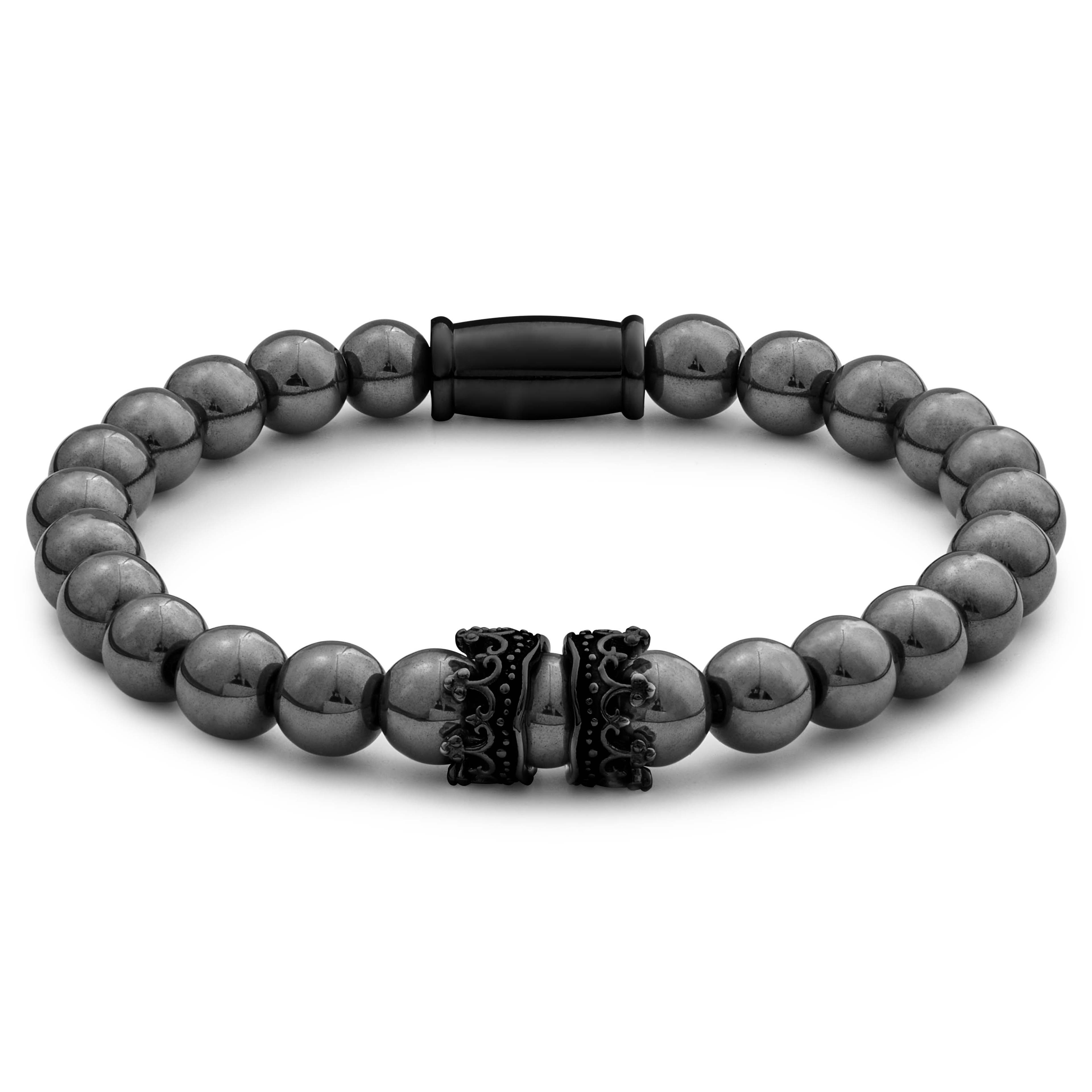 Vasilios | Dark Grey & Black Hematite Stone Bracelet